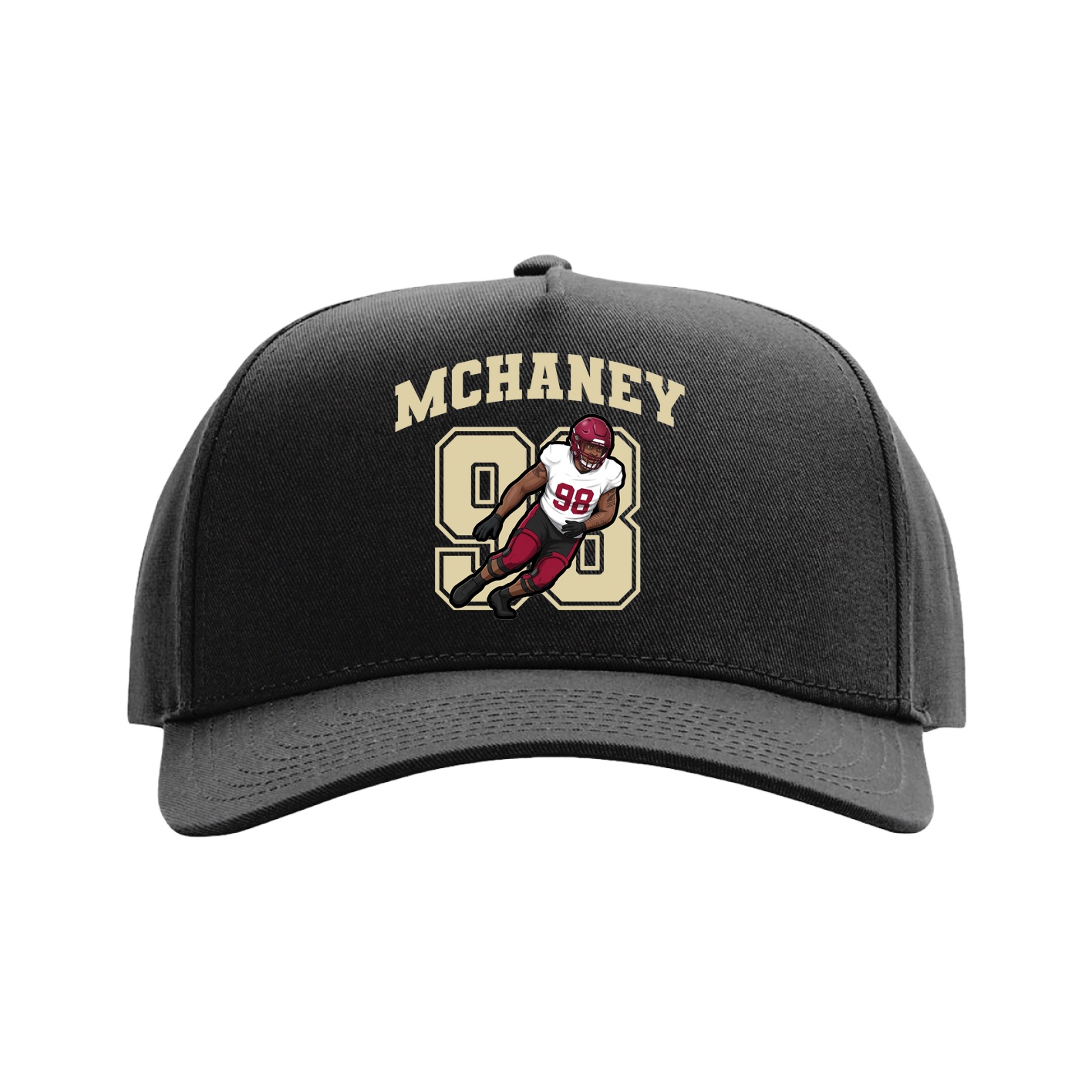 Full Fabric Five-Panel Champ Cap — Number in Black