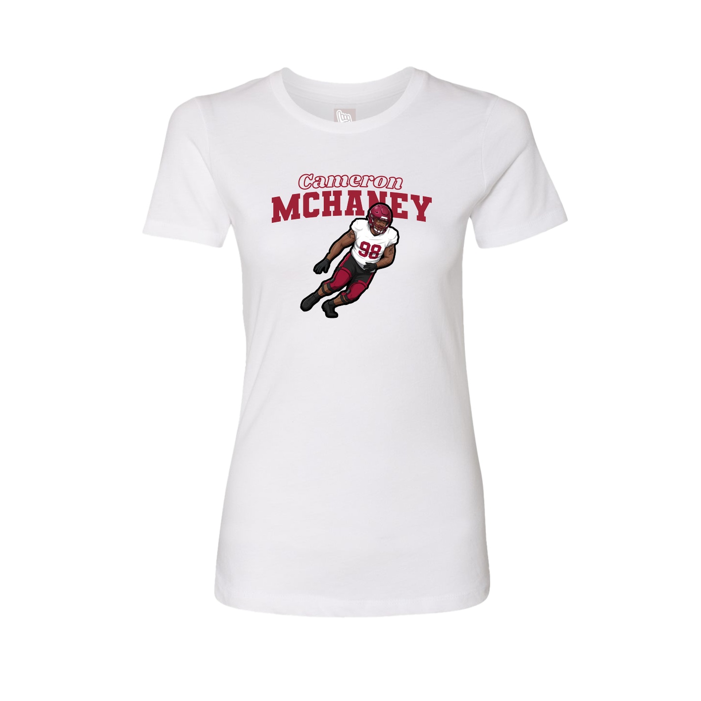 Fitted Women's Tee — Name Arch in White