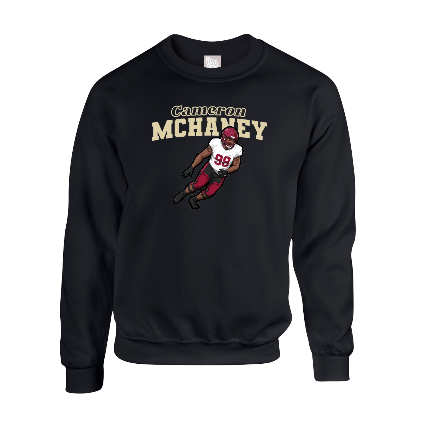 Fleece Crew — Name Arch in Black