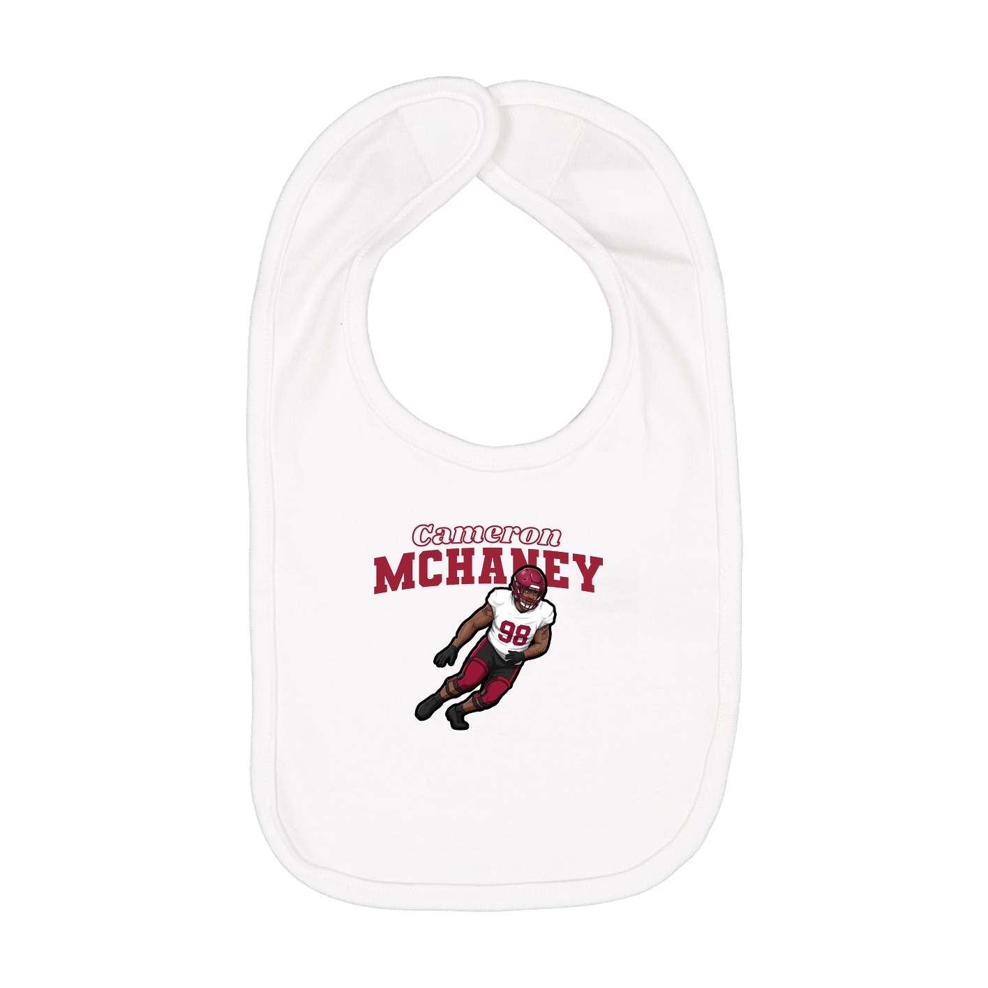 Infant Bib — Name Arch in White
