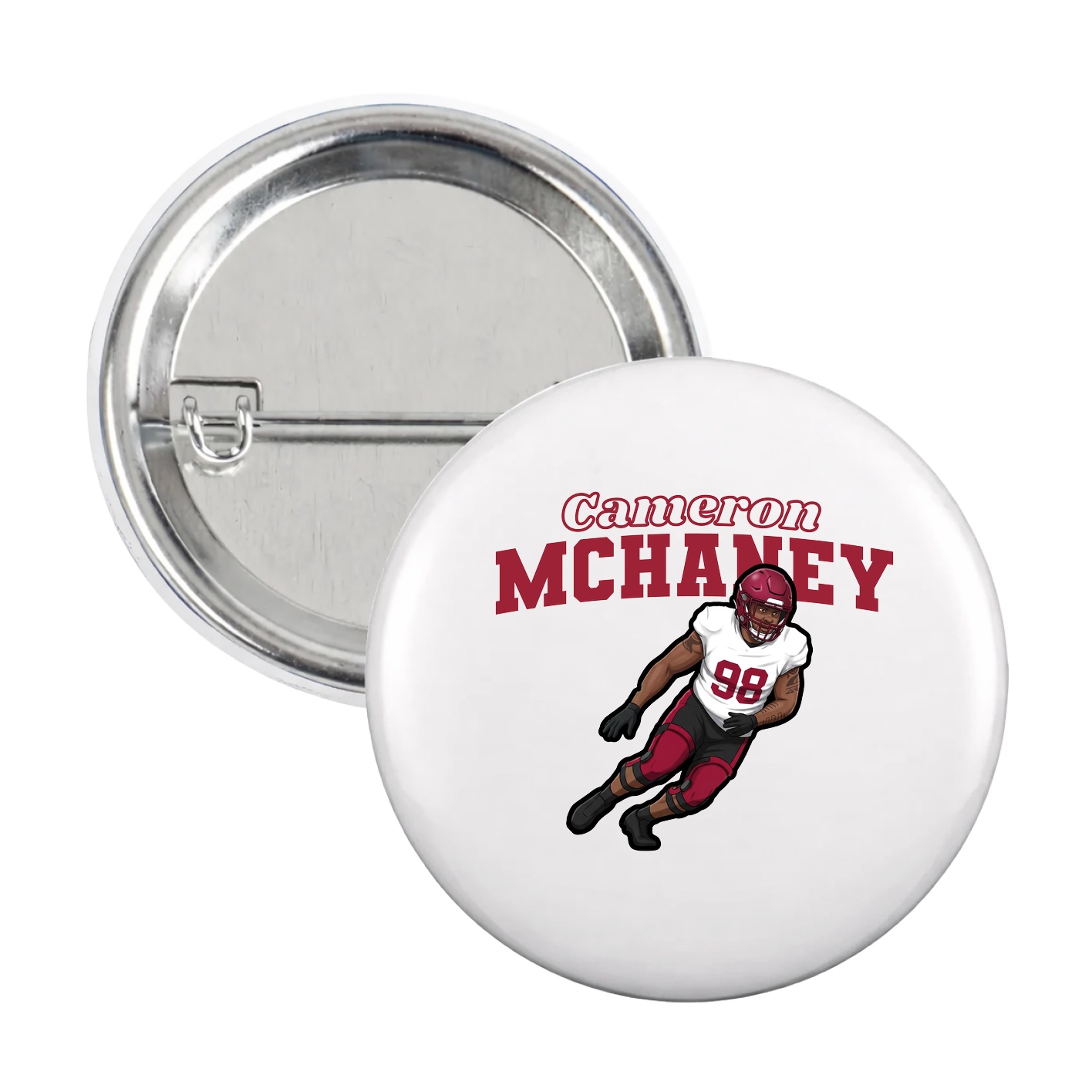 Game Day Button — Name Arch in White