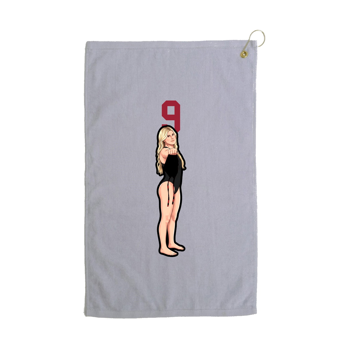 Golf Towel — Number Top in Grey