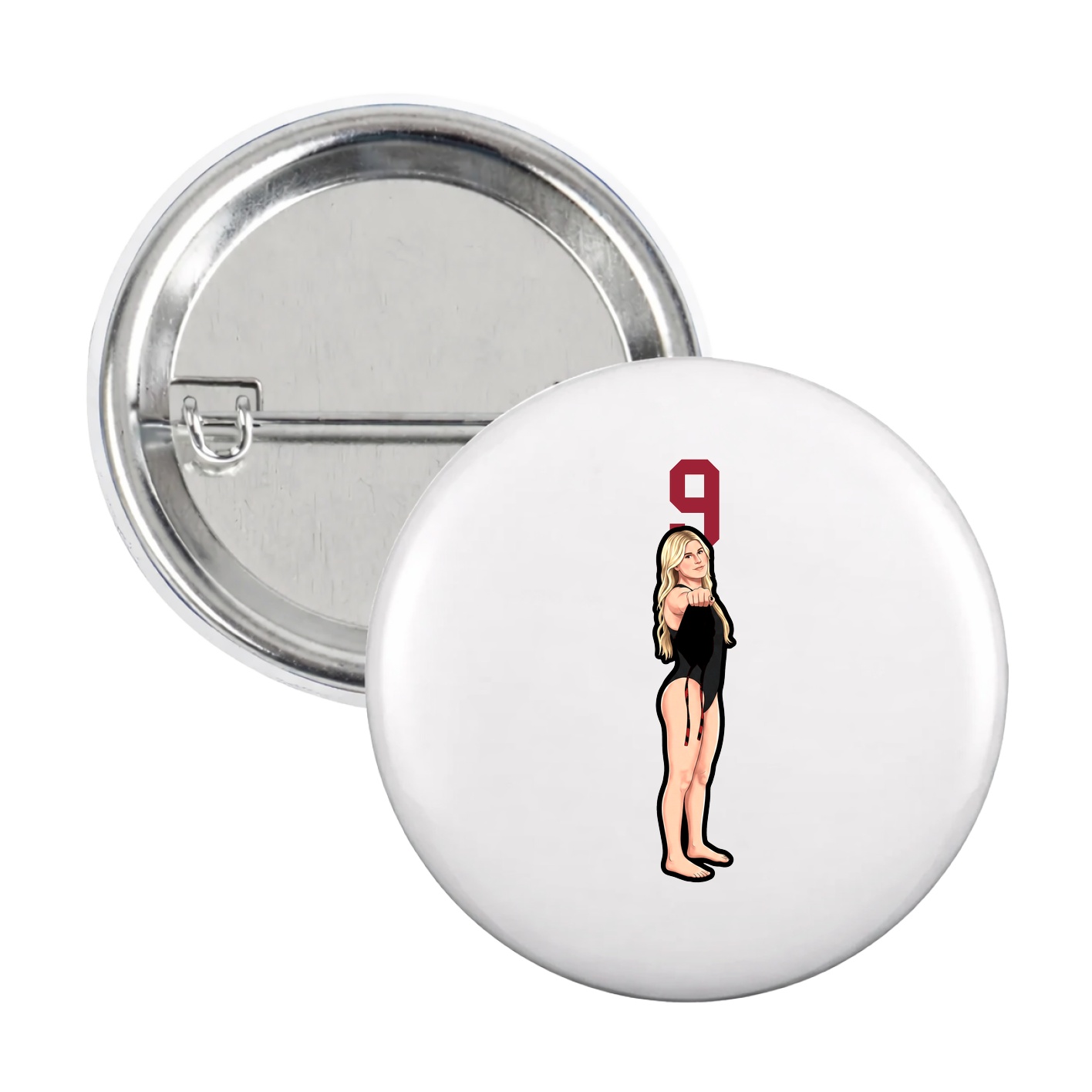 Game Day Button — Number Top in White