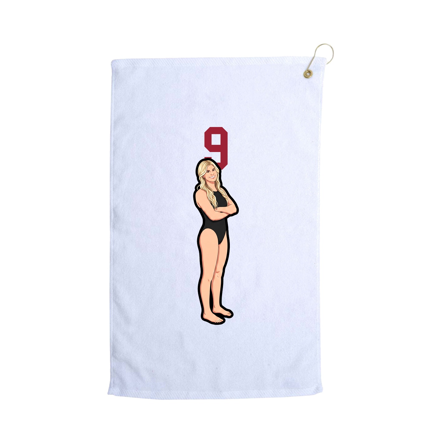Golf Towel — Number Top in White