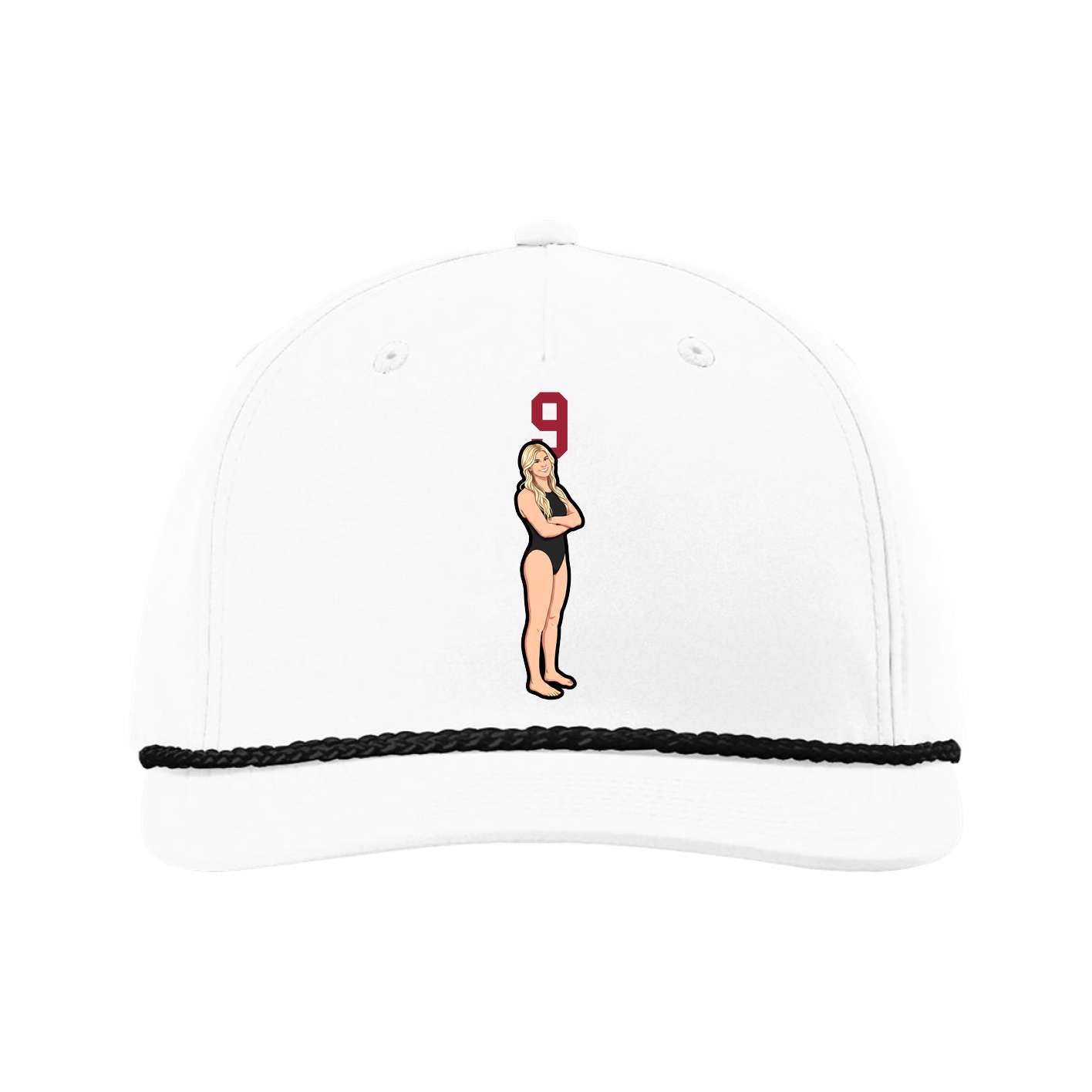 Five-Panel Classic Rope Cap — Number Top in White