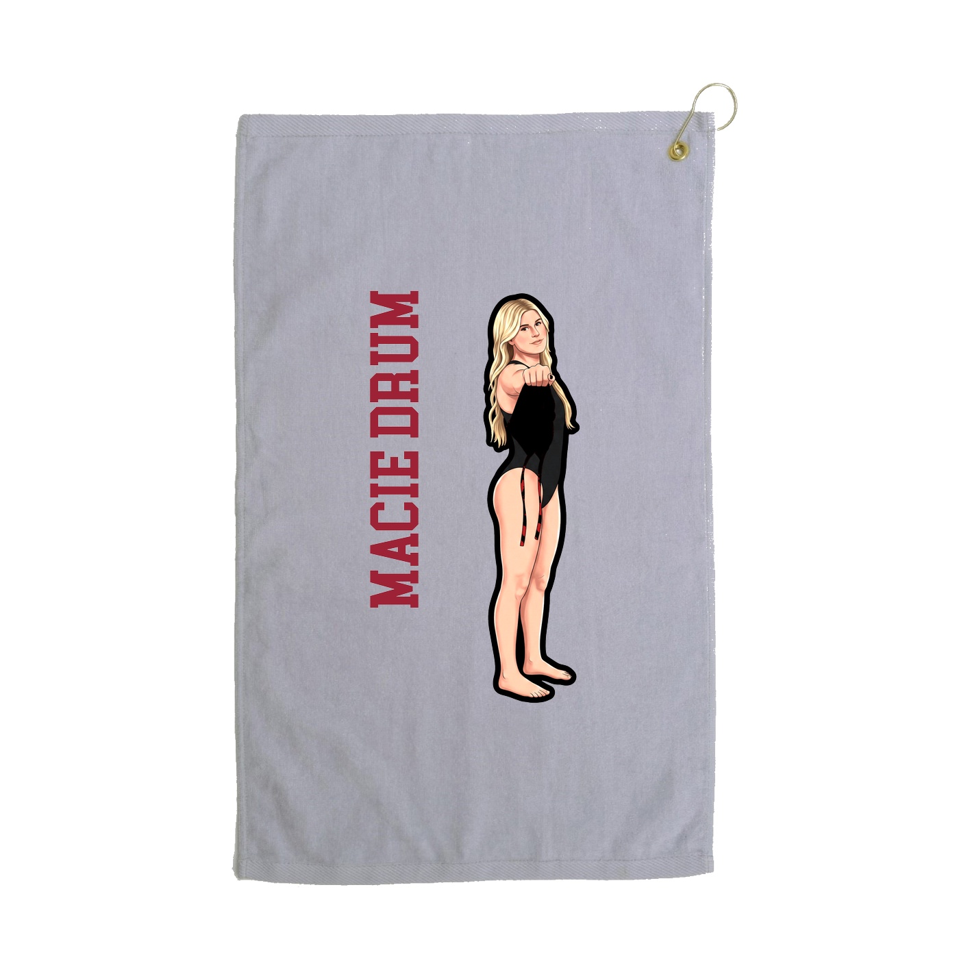 Golf Towel — Name Vertical in Grey