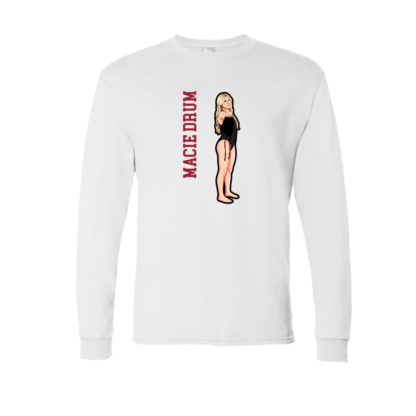 Long Sleeve Tee — Name Vertical in White