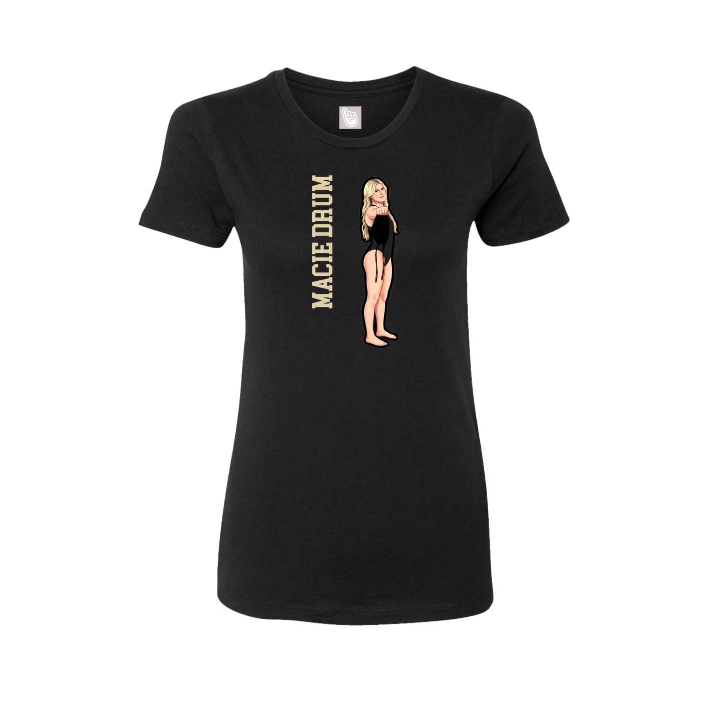 Fitted Women's Tee — Name Vertical in Black