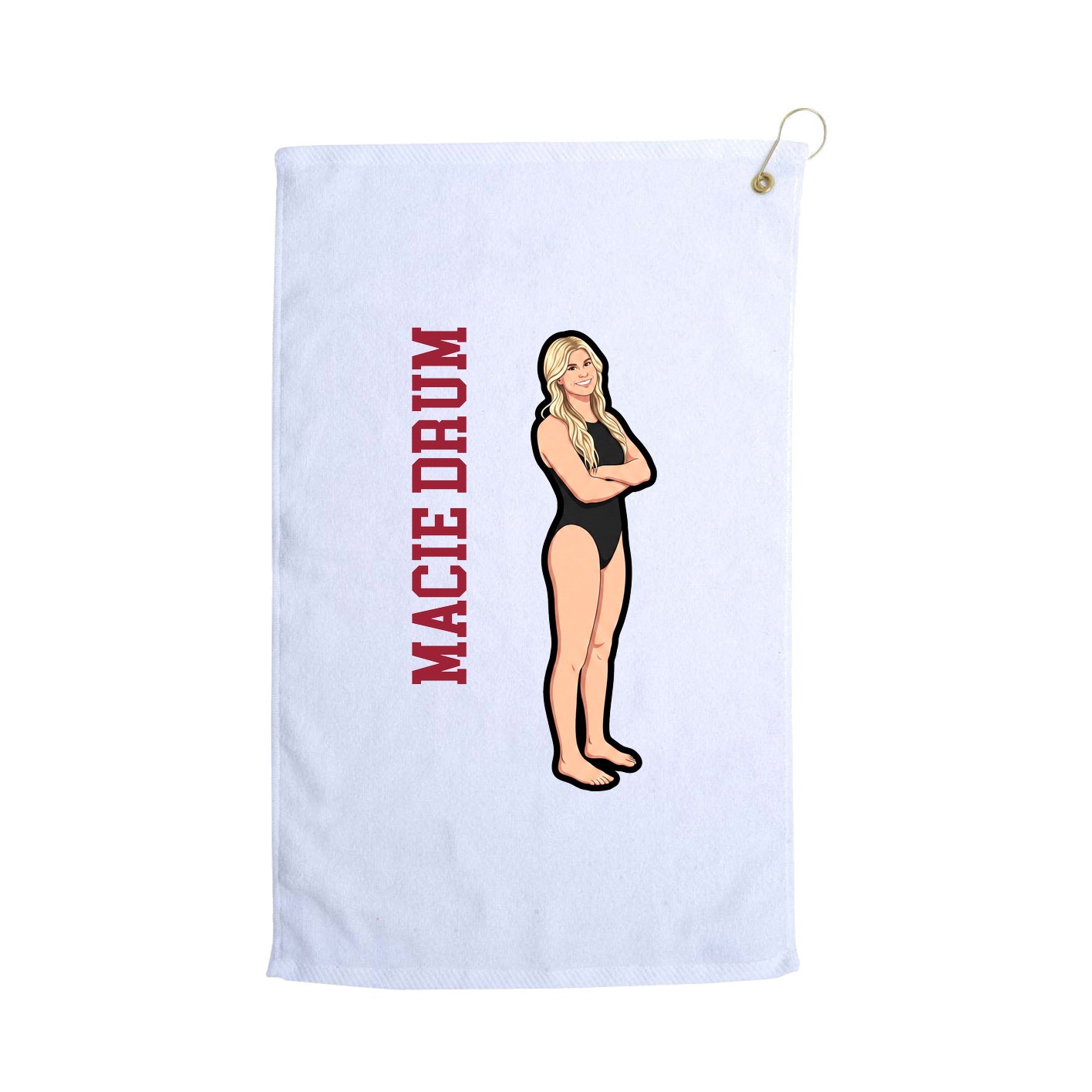 Golf Towel — Name Vertical in White