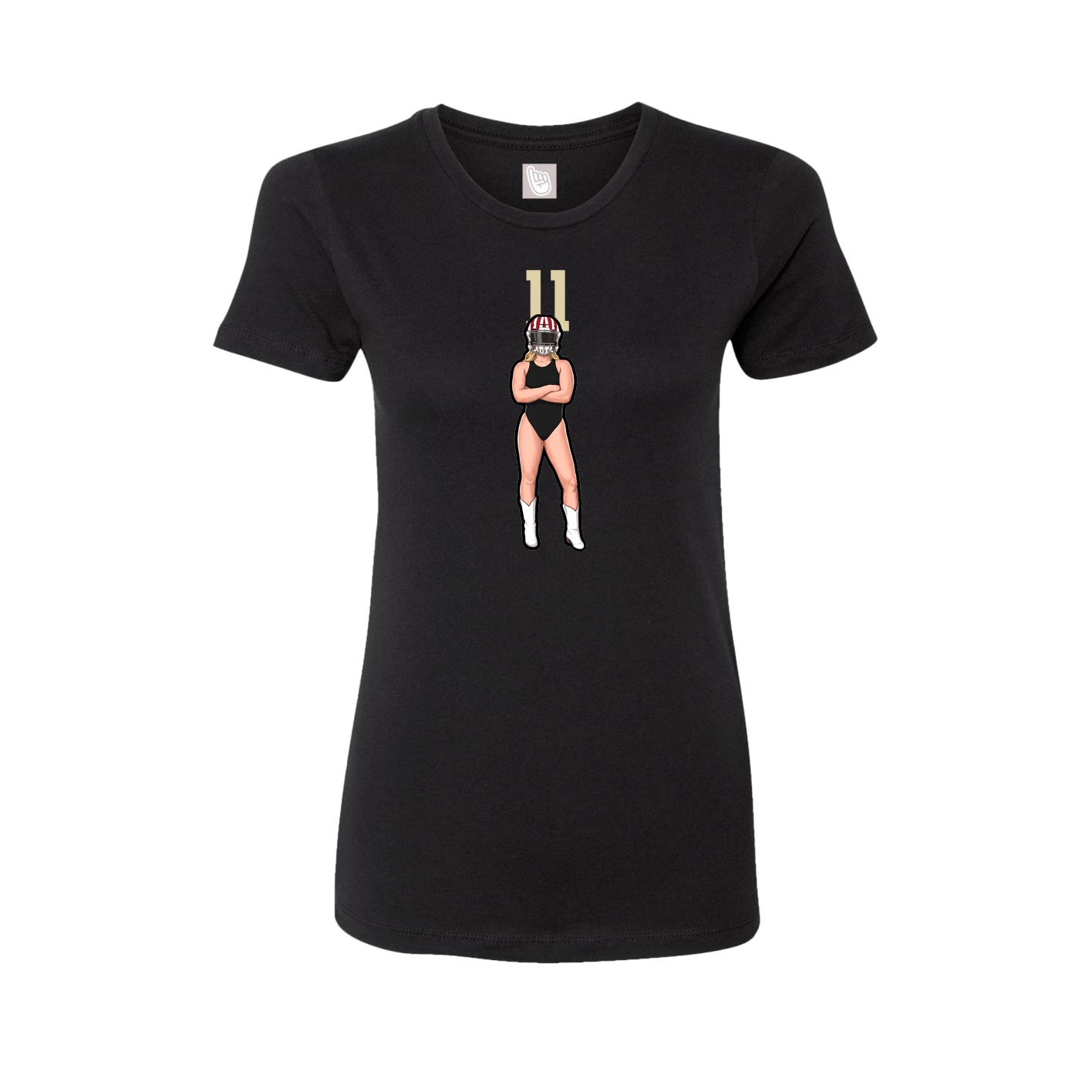 Fitted Women's Tee — Number Top in Black