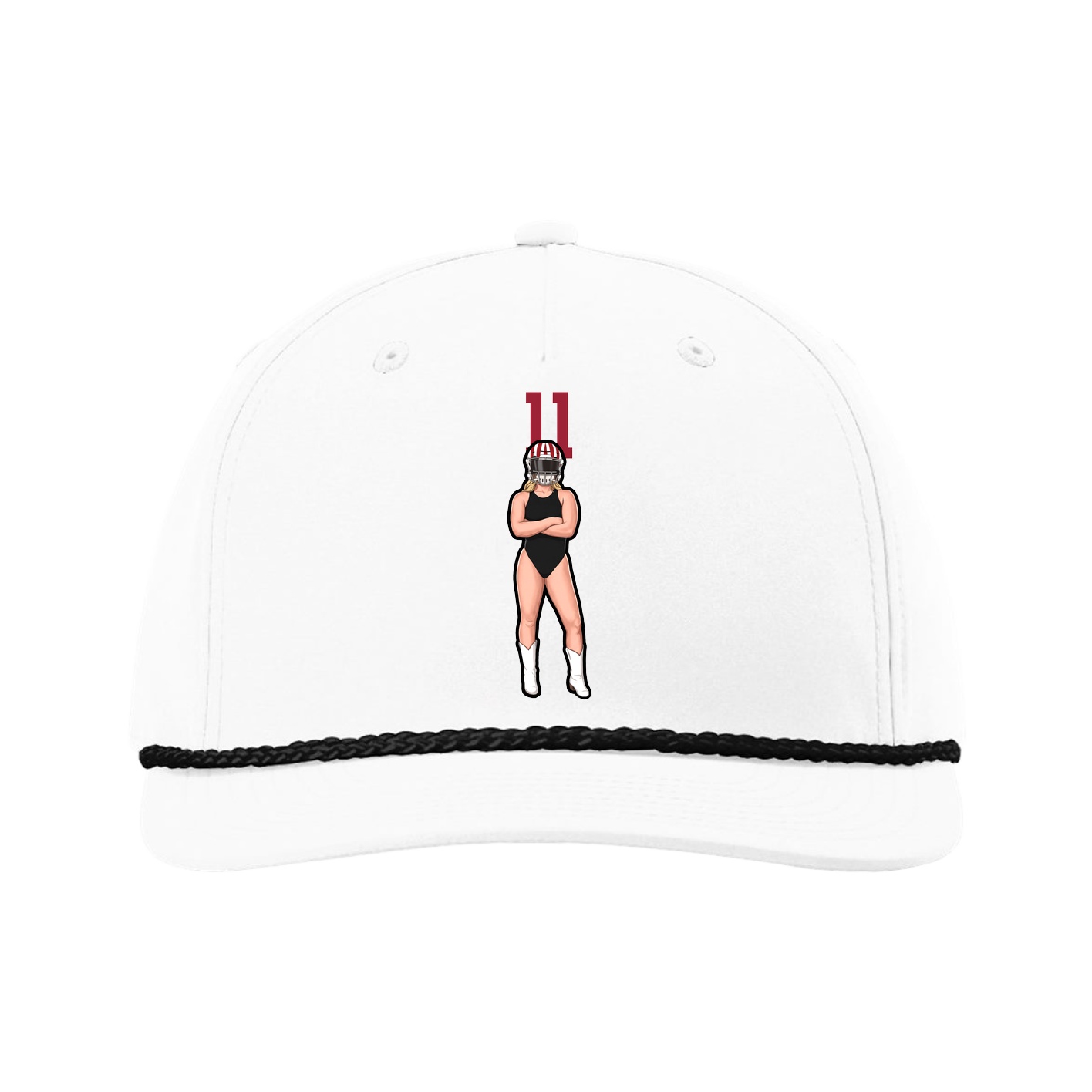Five-Panel Classic Rope Cap — Number Top in White