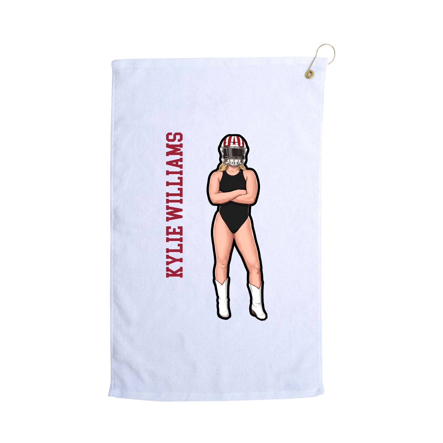 Golf Towel — Name Vertical in White