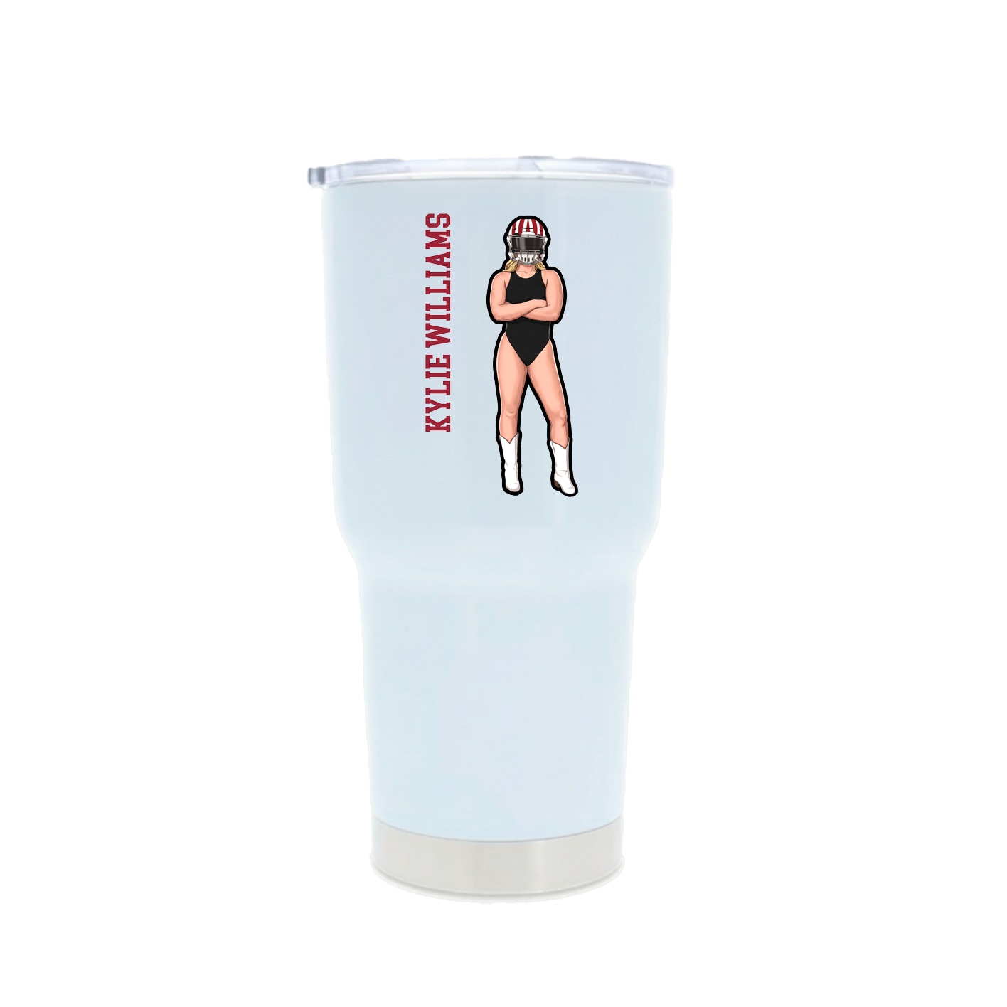 30oz Stainless Steel Tumbler — Name Vertical in White