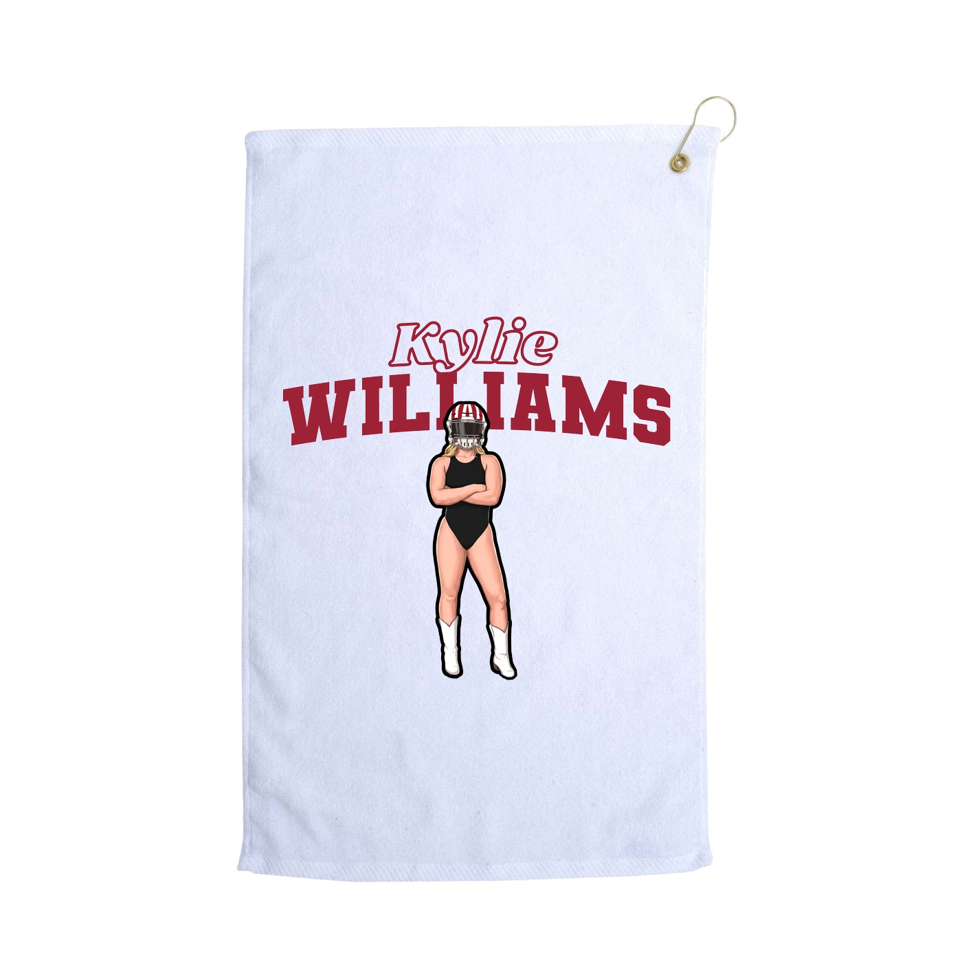 Golf Towel — Name Arch in White