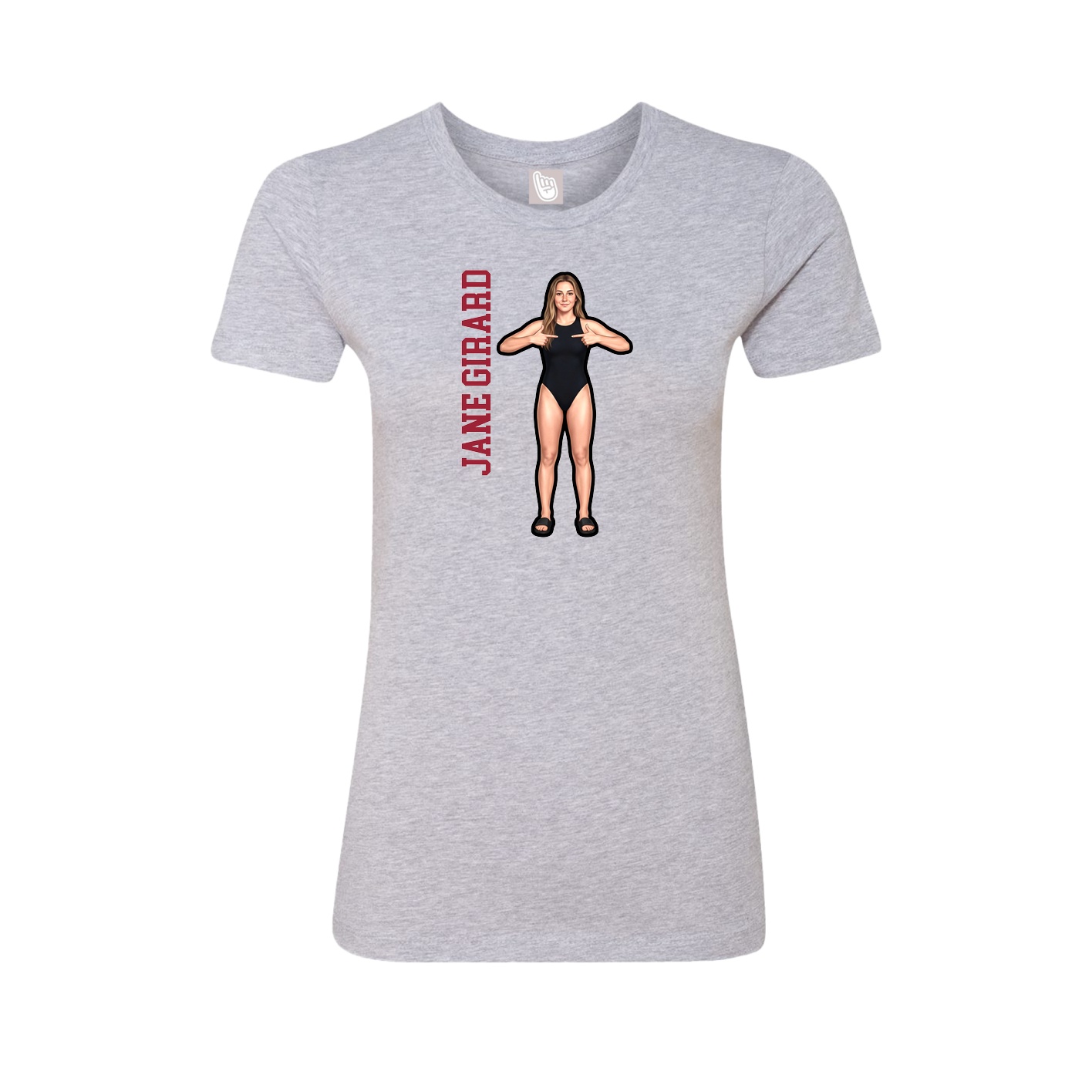 Fitted Women's Tee — Name Vertical in Grey