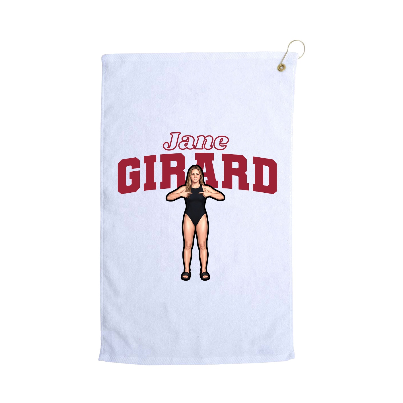Golf Towel — Name Arch in White