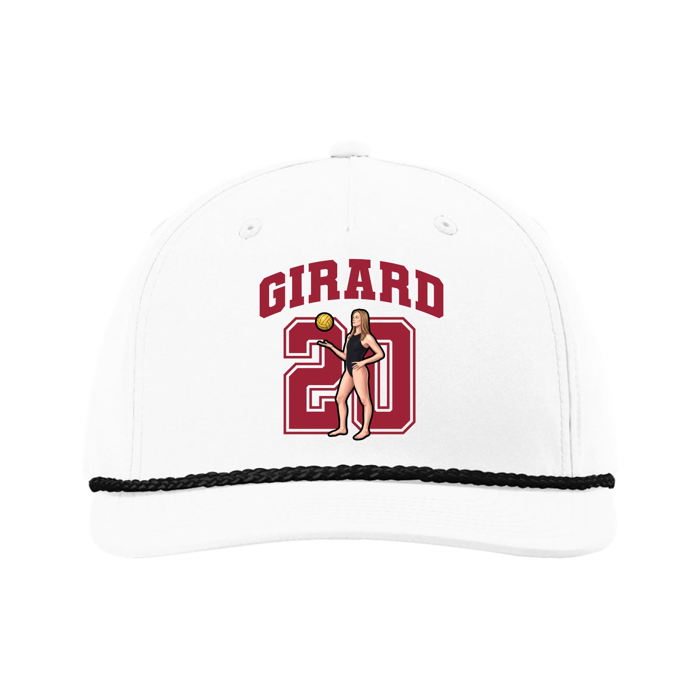 Five-Panel Classic Rope Cap — Number in White