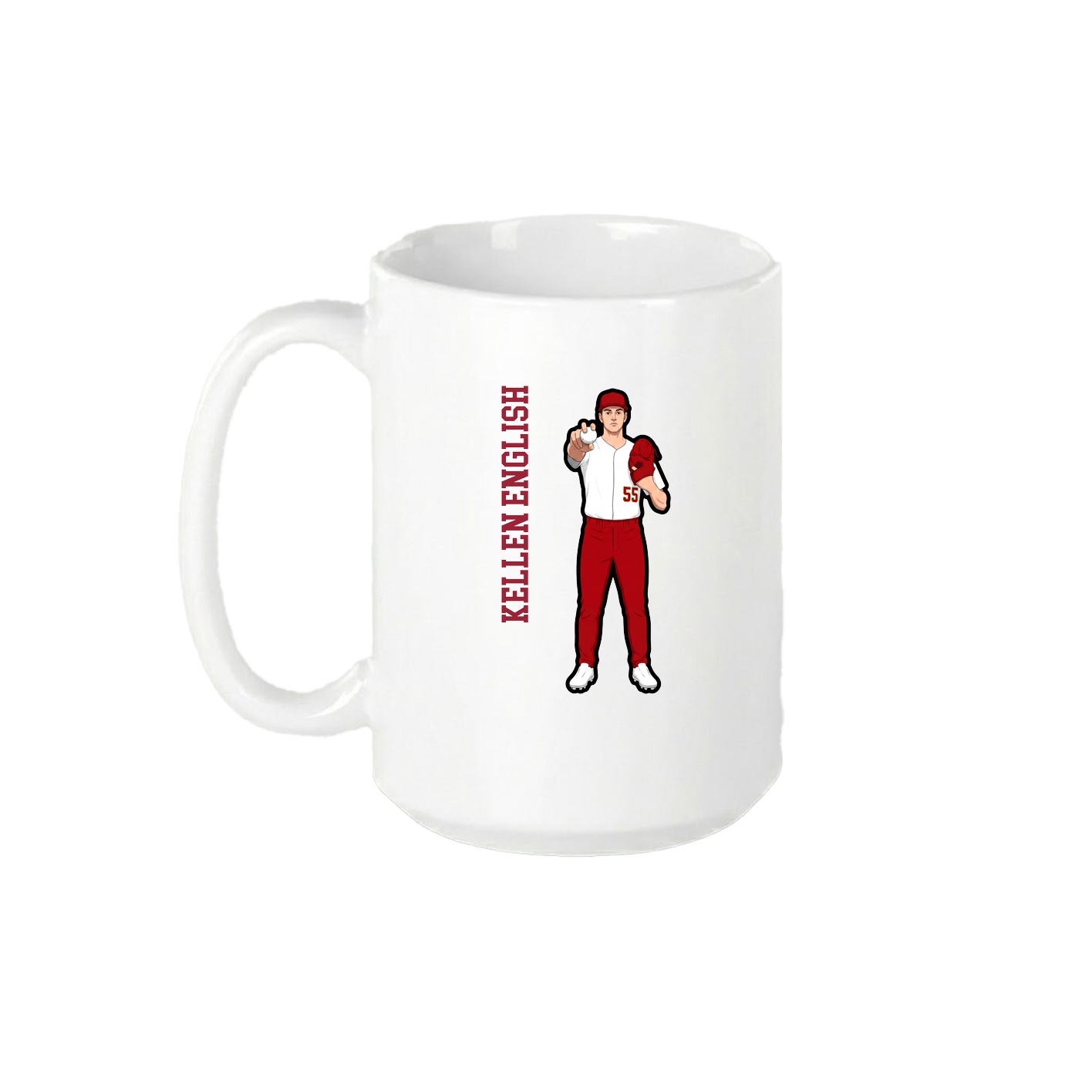 15oz Coffee Mug — Name Vertical in White