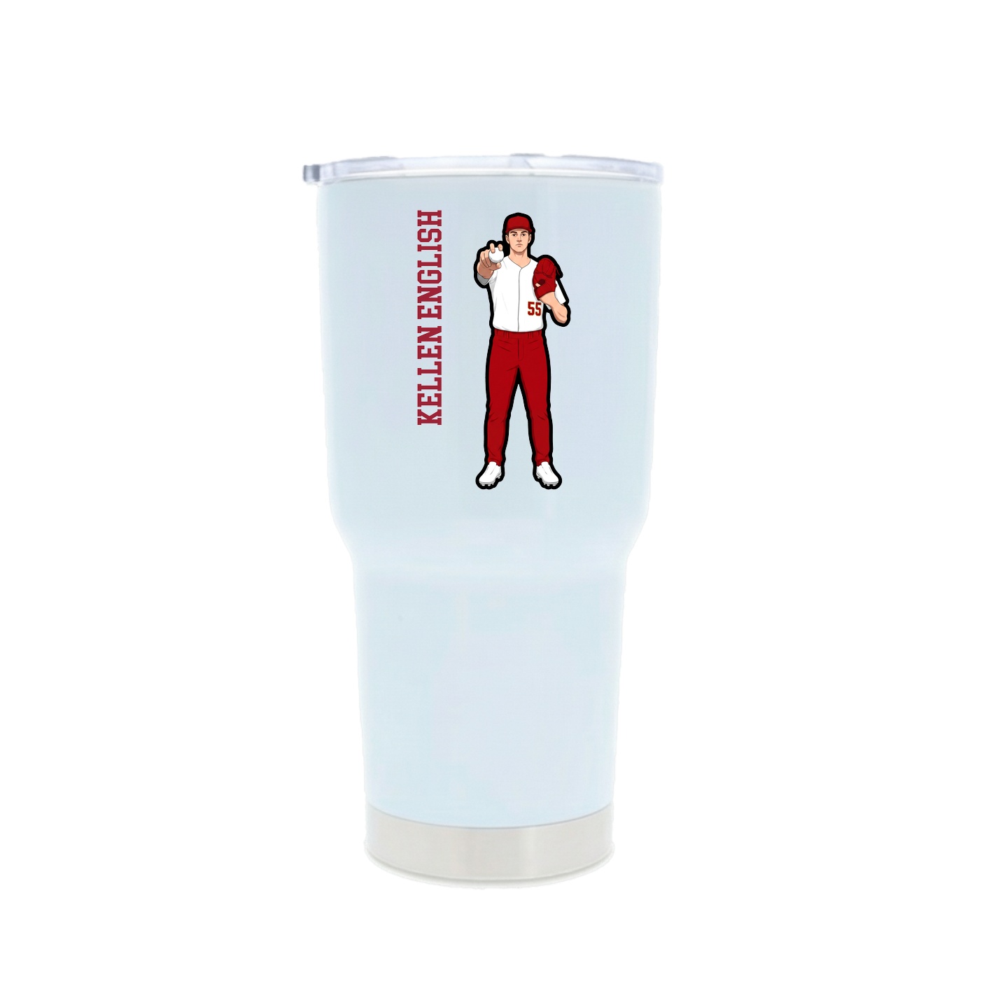 30oz Stainless Steel Tumbler — Name Vertical in White