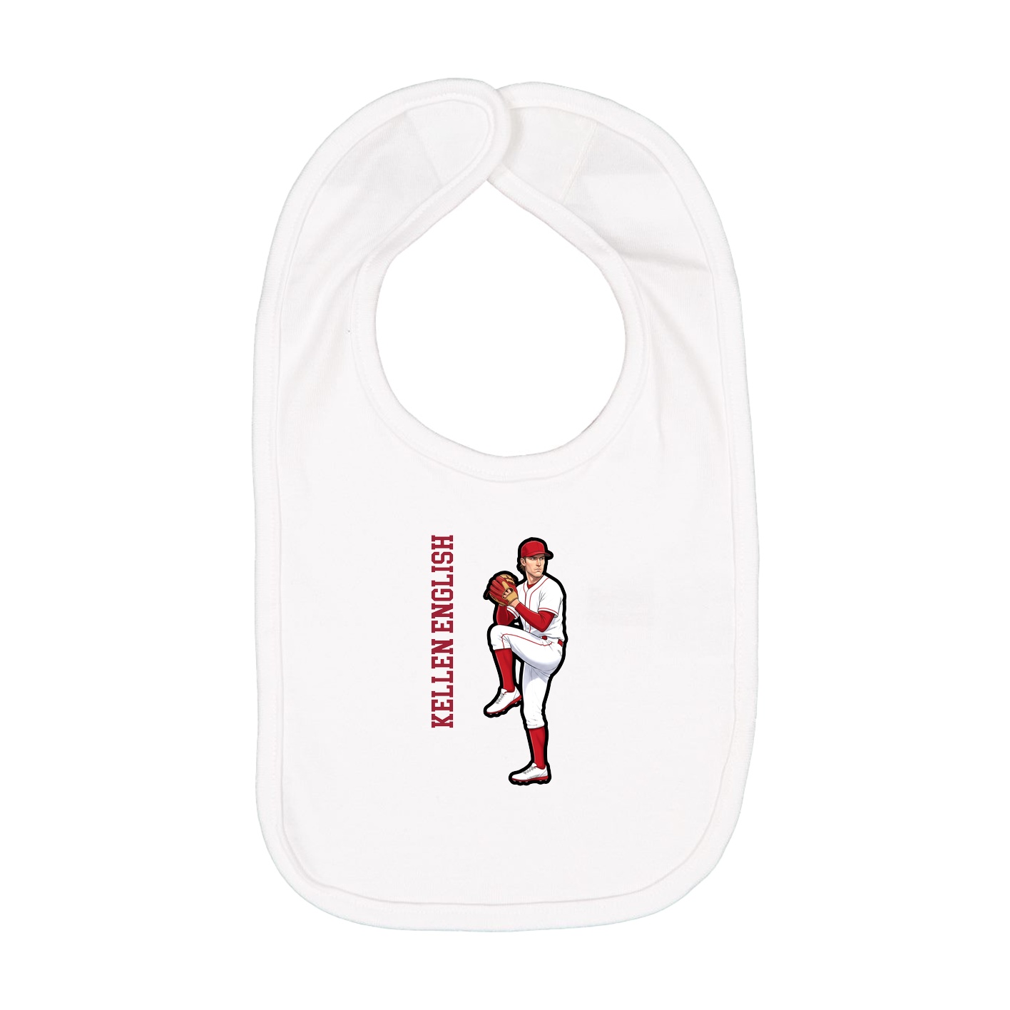 Infant Bib — Name Vertical in White