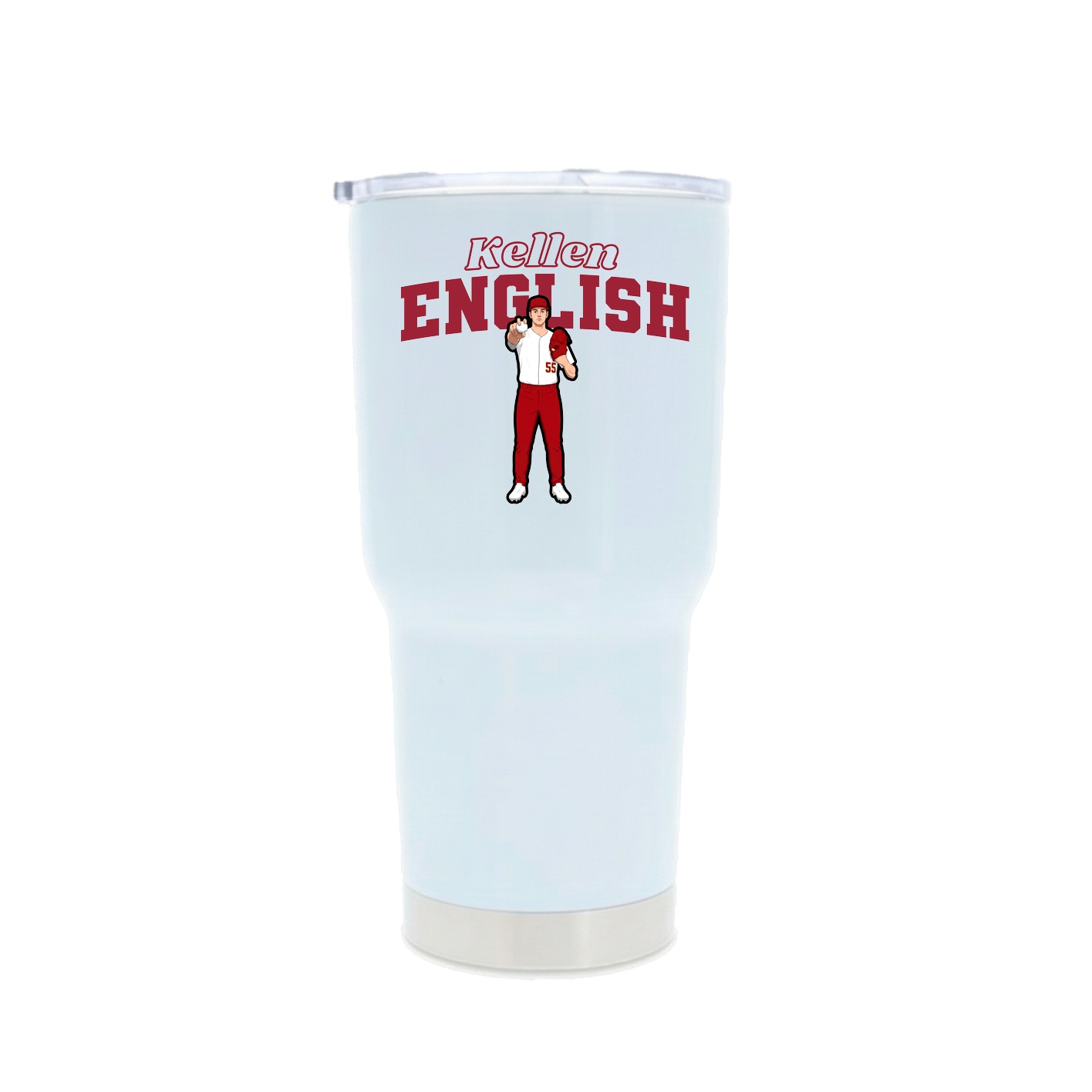 30oz Stainless Steel Tumbler — Name Arch in White
