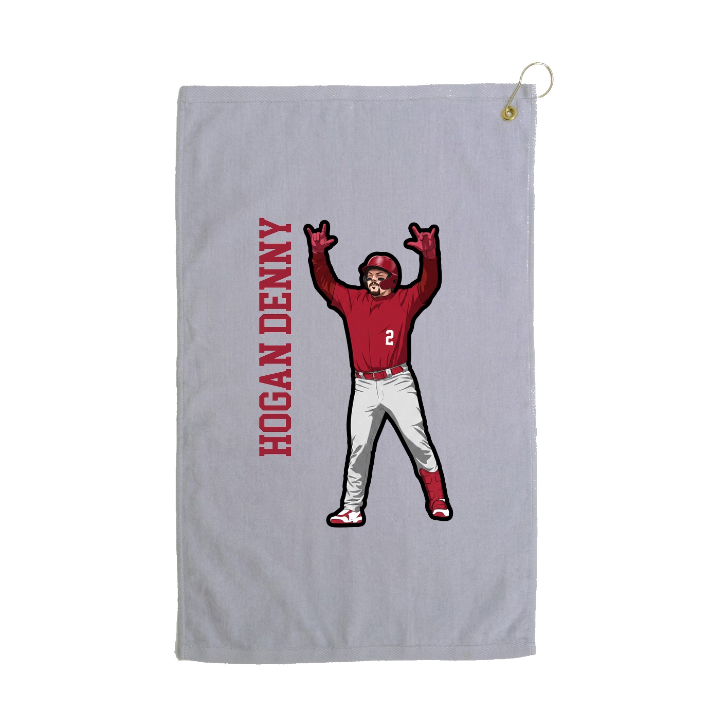 Golf Towel — Name Vertical in Grey