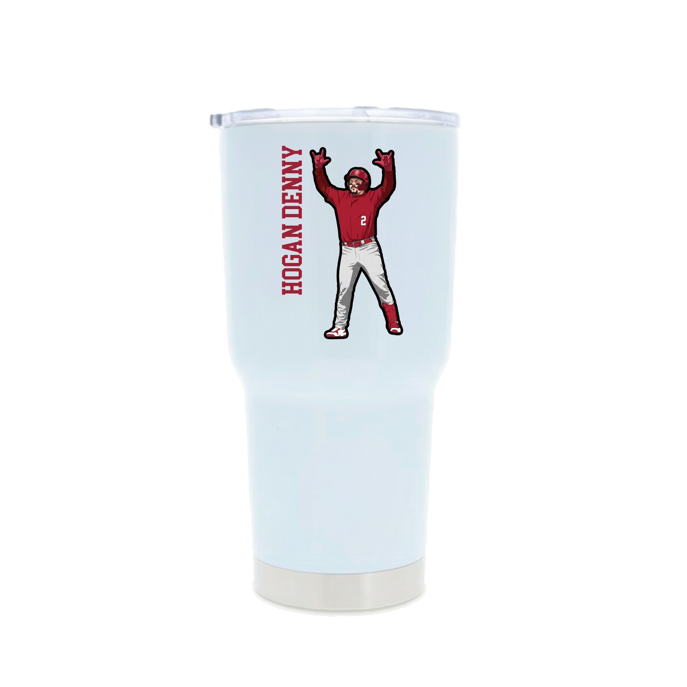 30oz Stainless Steel Tumbler — Name Vertical in White