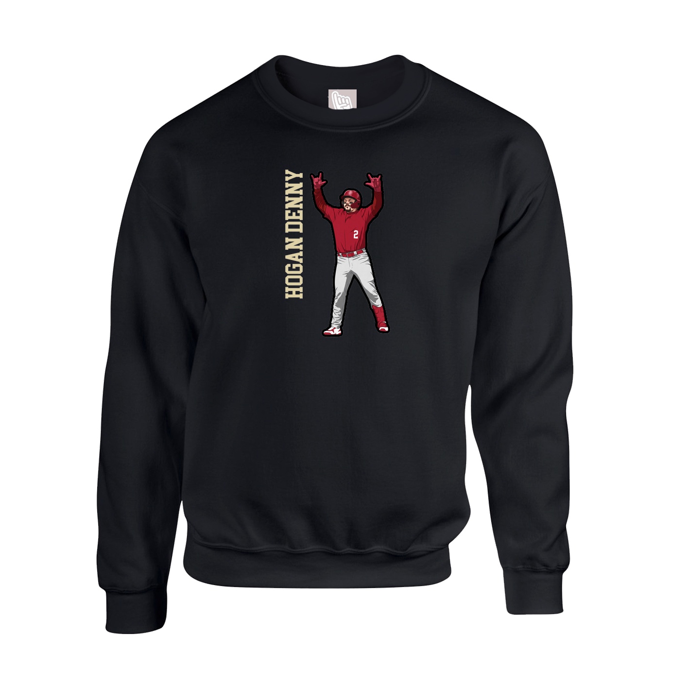 Fleece Crew — Name Vertical in Black