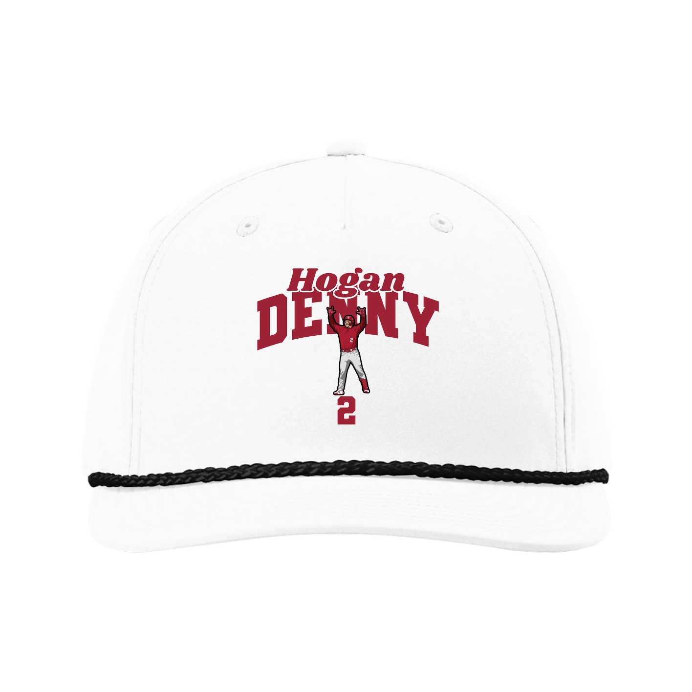 Five-Panel Classic Rope Cap — Signature Arch in White