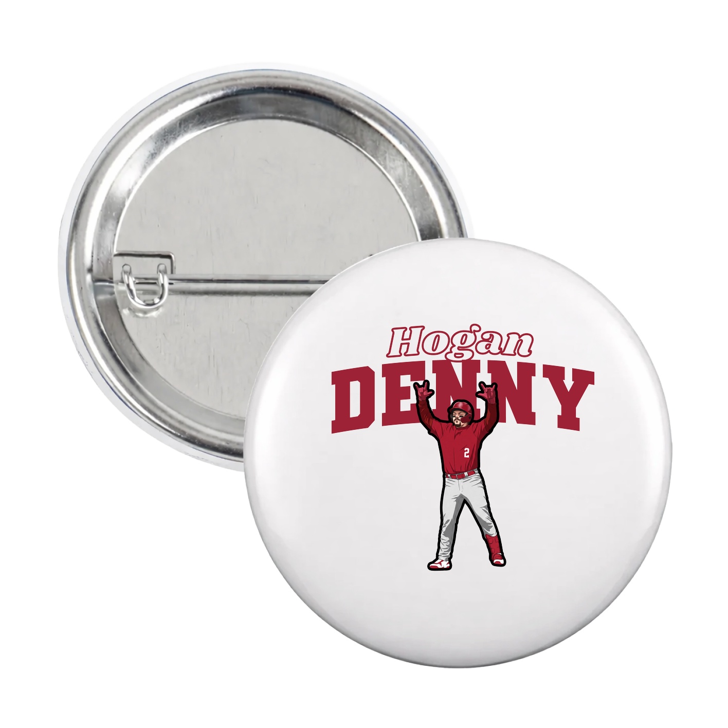 Game Day Button — Name Arch in White