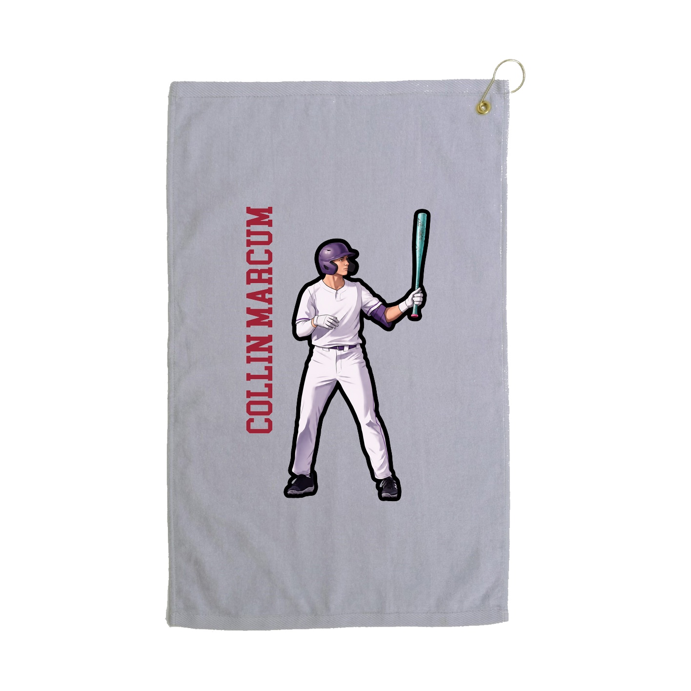 Golf Towel — Name Vertical in Grey