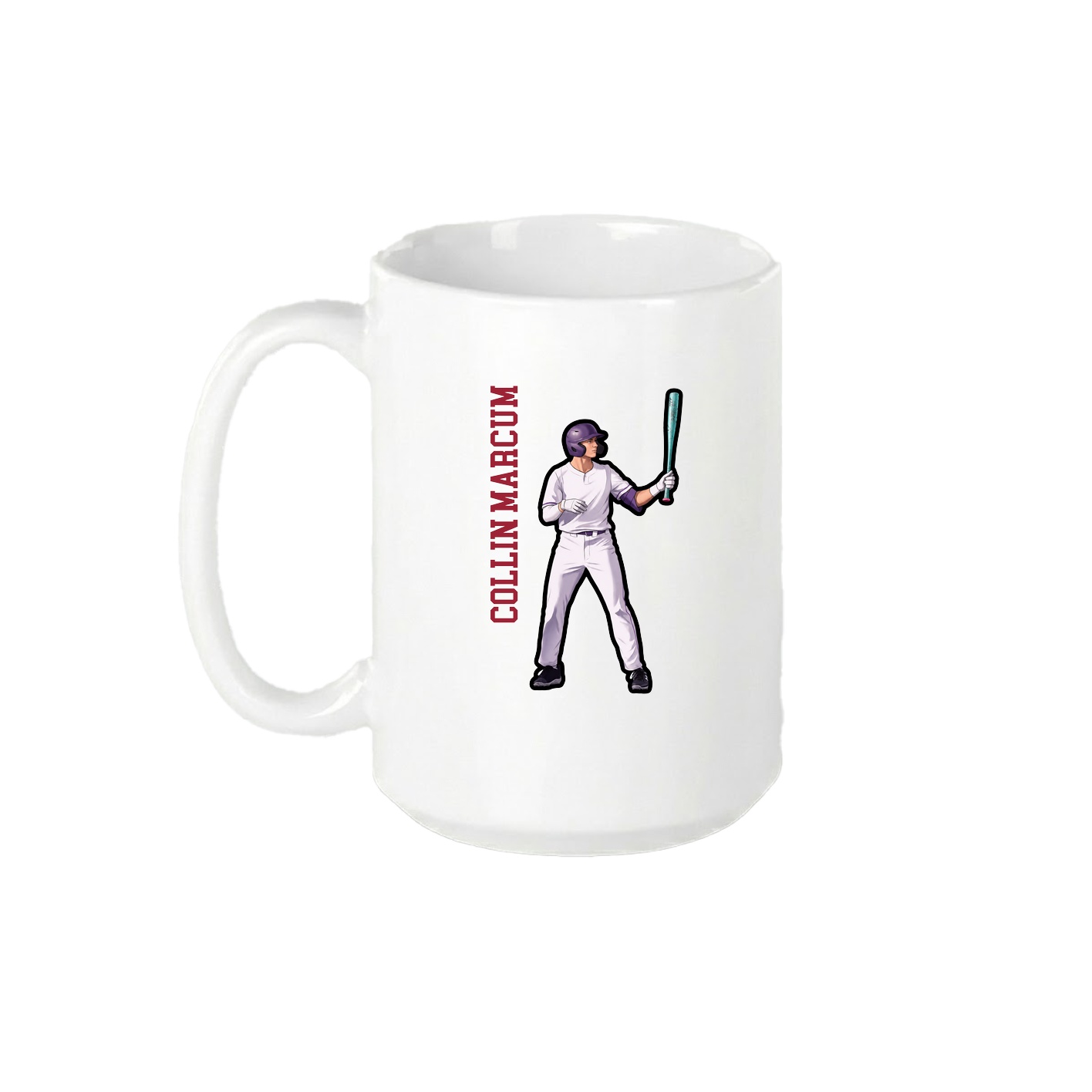 15oz Coffee Mug — Name Vertical in White