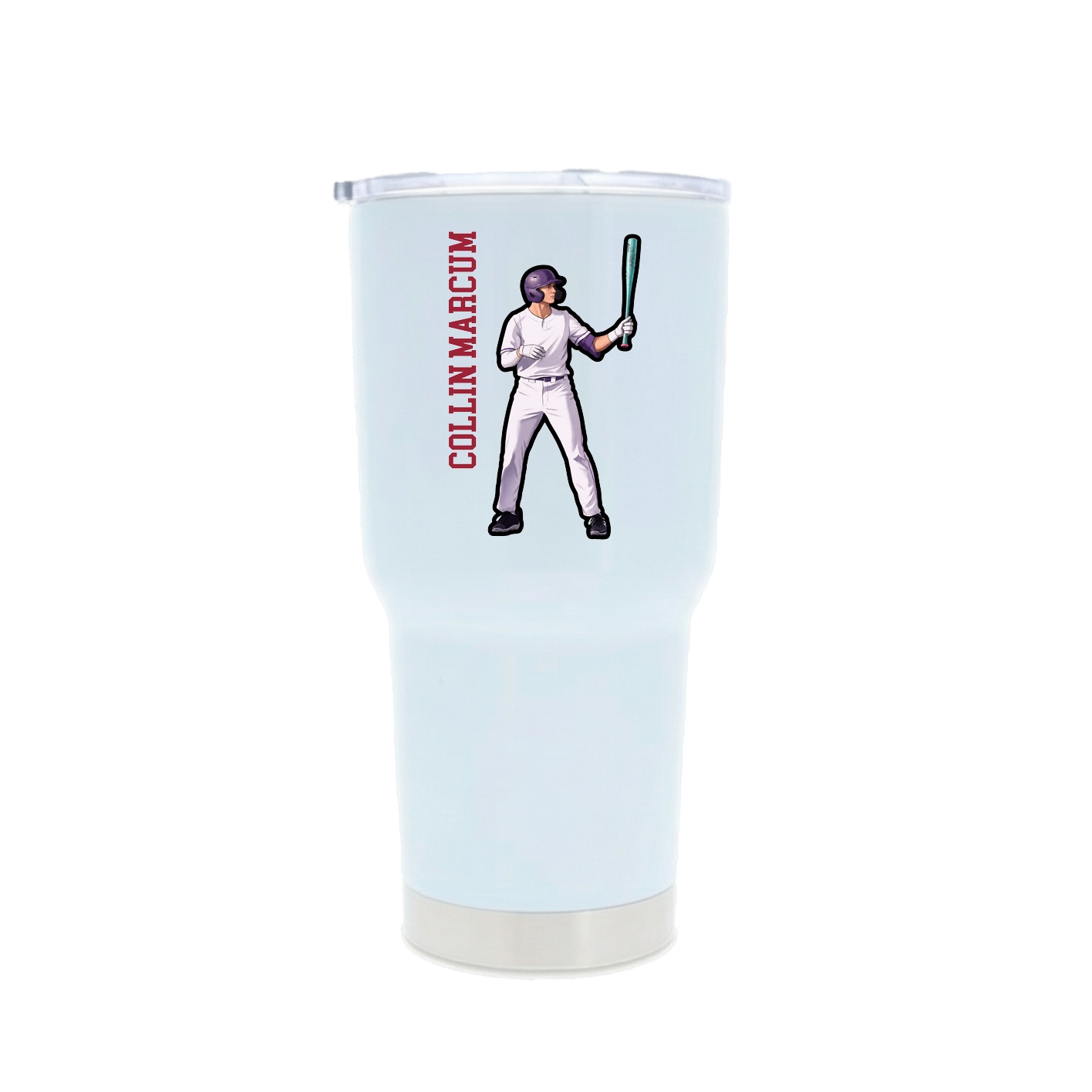 30oz Stainless Steel Tumbler — Name Vertical in White