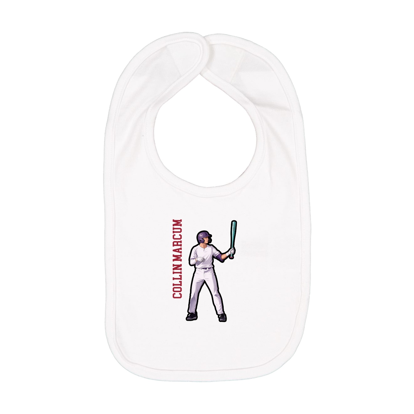 Infant Bib — Name Vertical in White