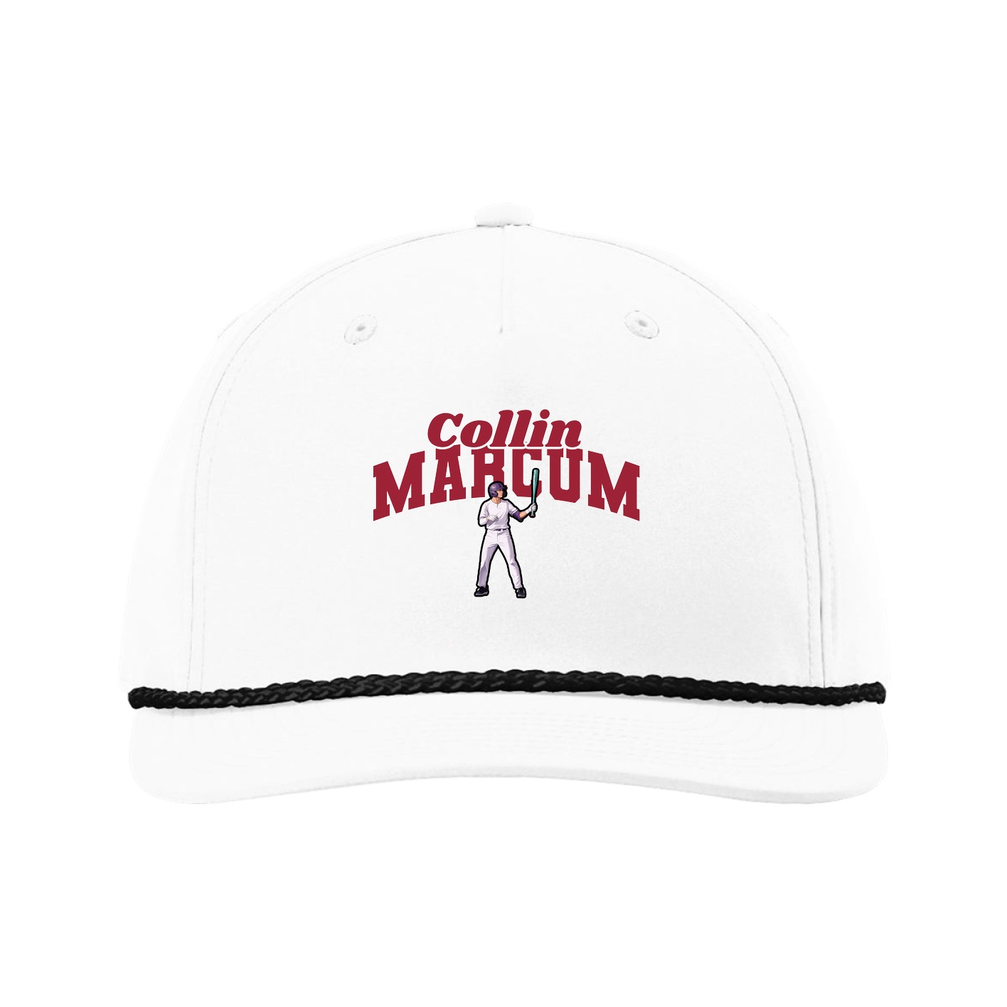 Five-Panel Classic Rope Cap — Signature Arch in White