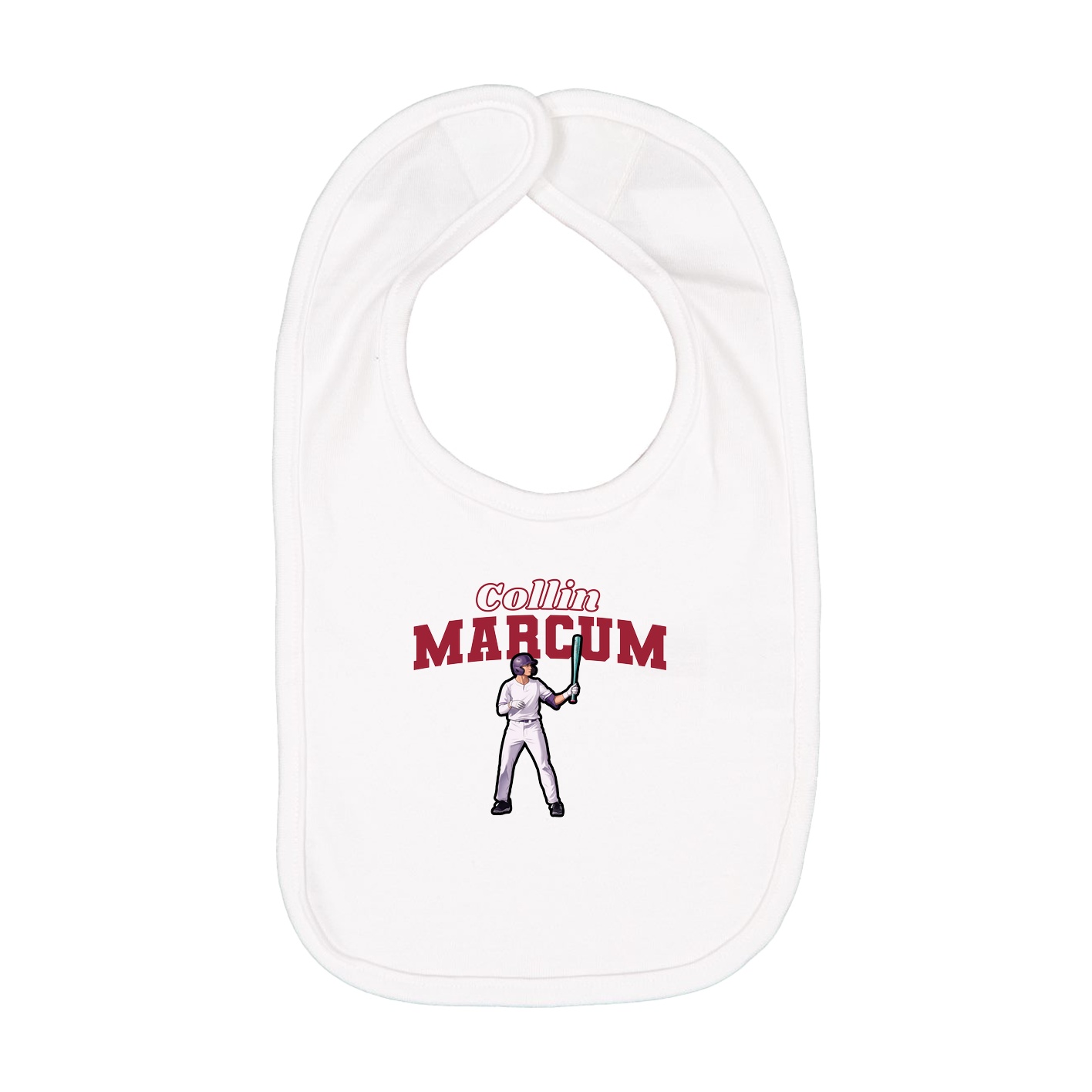 Infant Bib — Name Arch in White