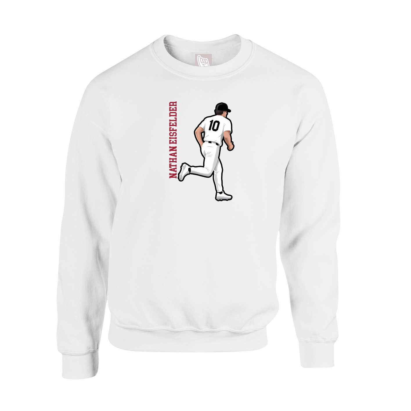 Fleece Crew — Name Vertical in White