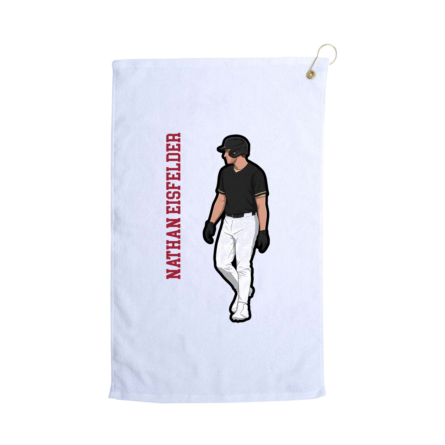 Golf Towel — Name Vertical in White