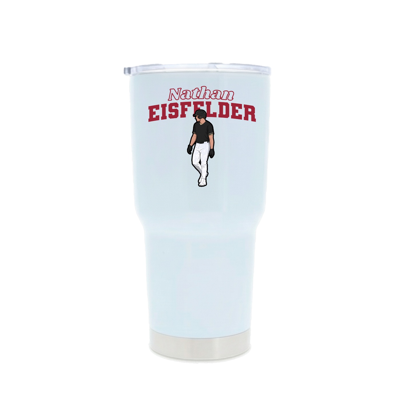 30oz Stainless Steel Tumbler — Name Arch in White