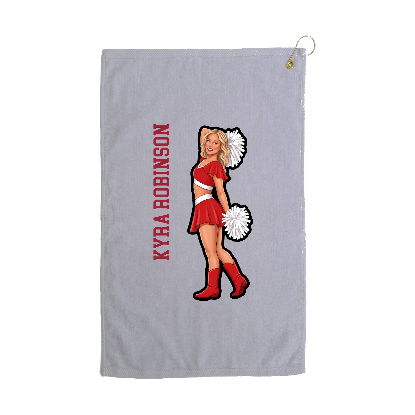 Golf Towel — Name Vertical in Grey
