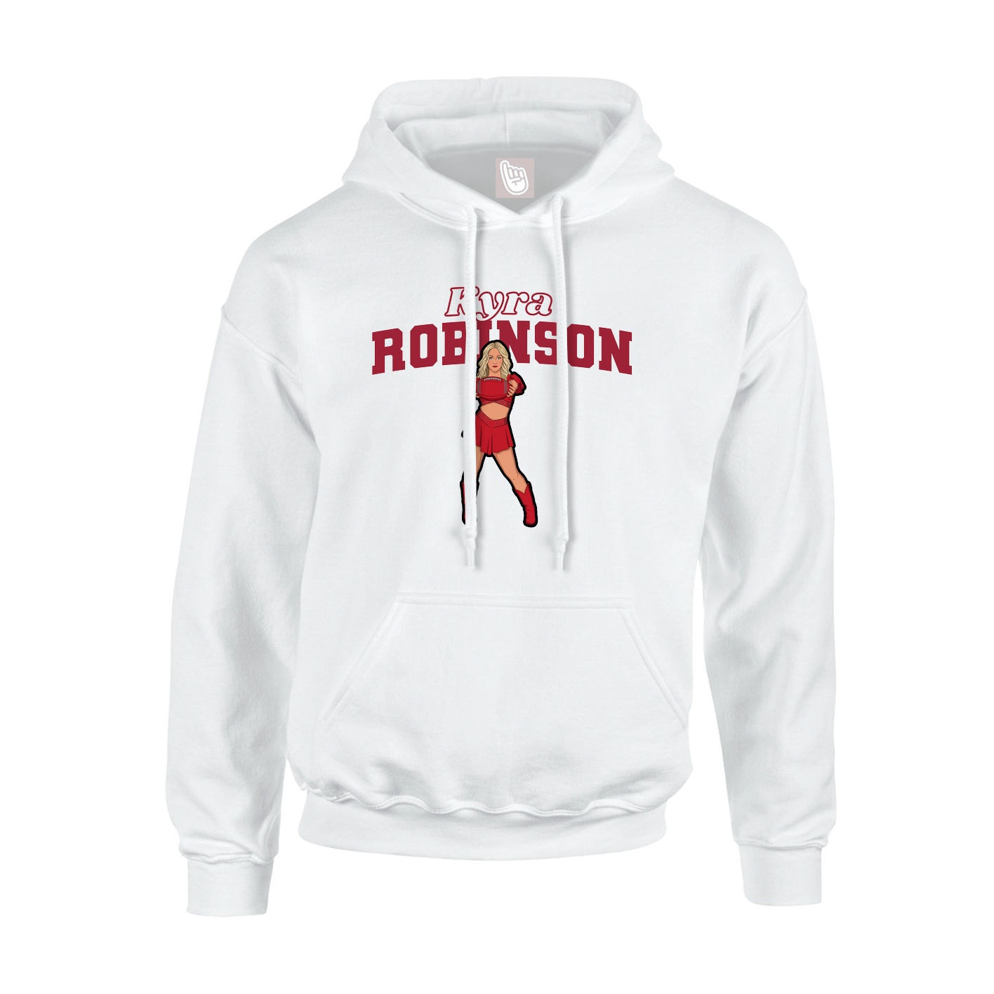 Youth Hoodie — Name Arch in White