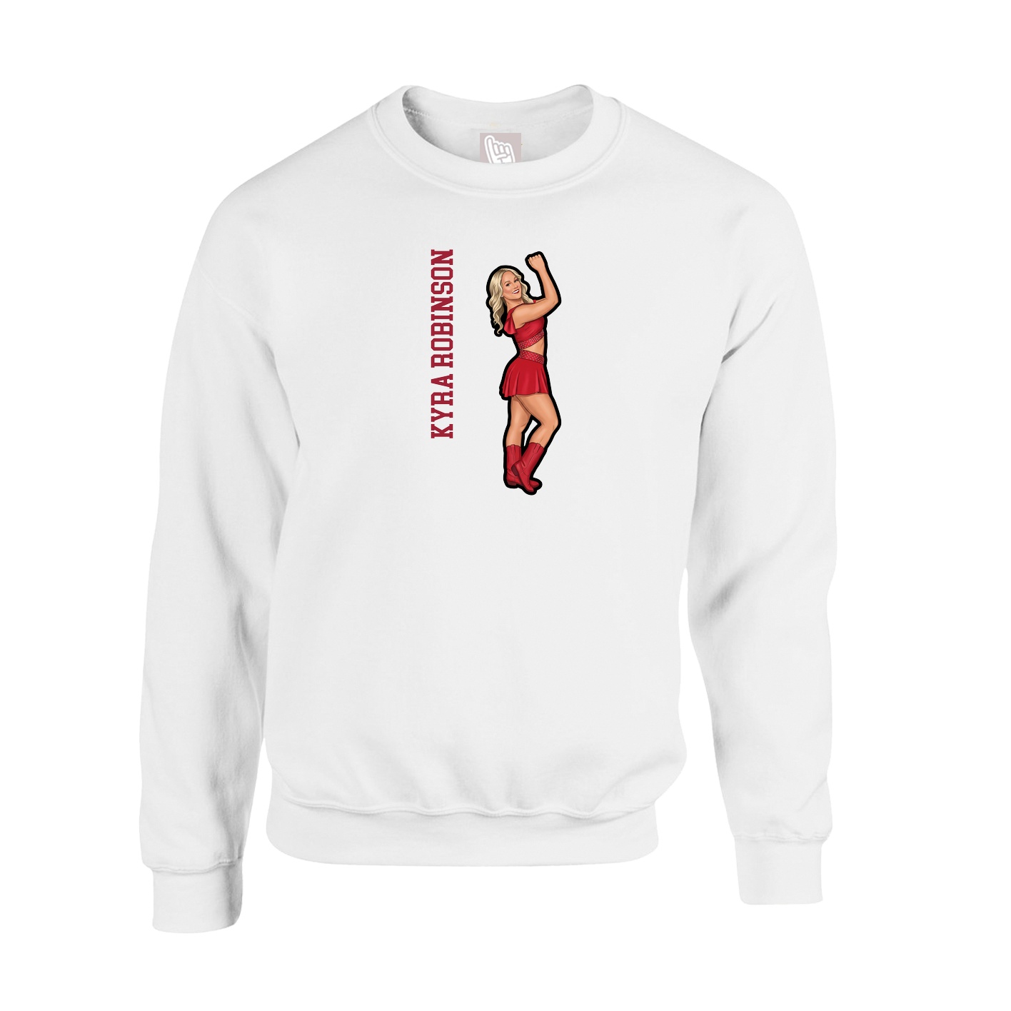 Fleece Crew — Name Vertical in White