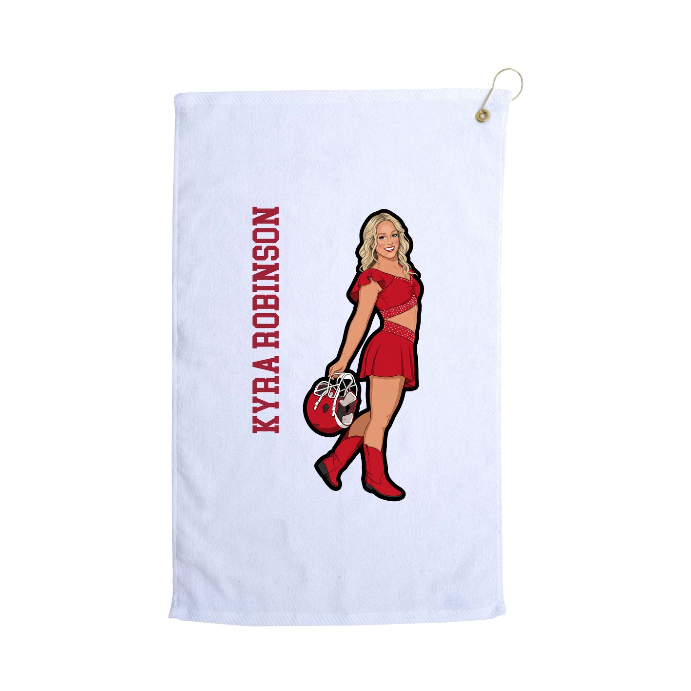 Golf Towel — Name Vertical in White