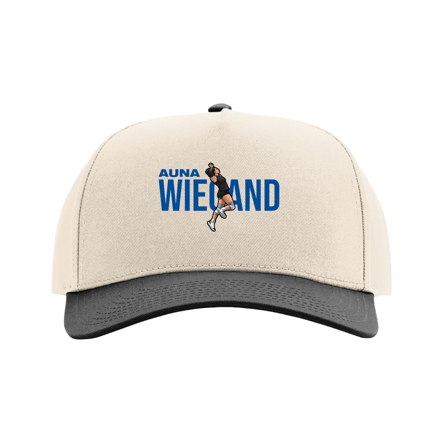 Full Fabric Five-Panel Champ Cap — Player Name in Cream/Black