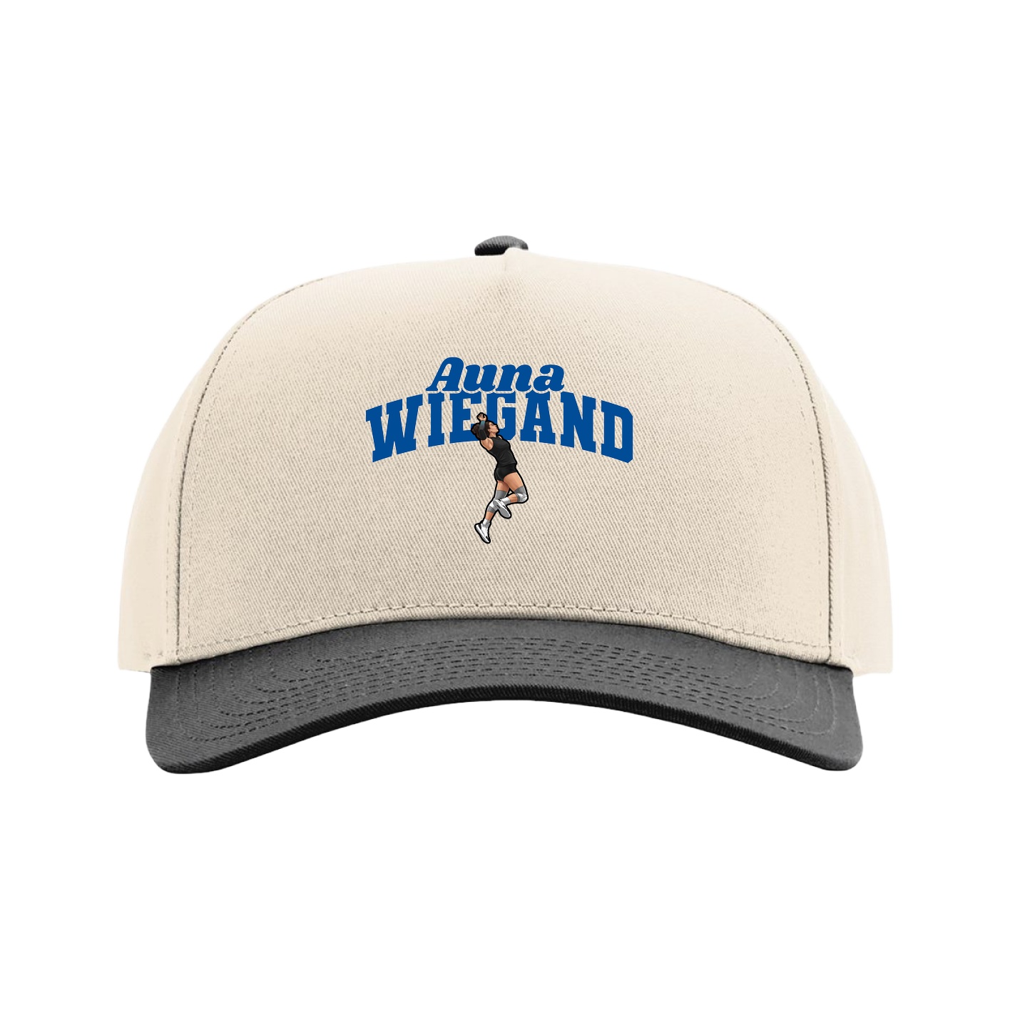 Full Fabric Five-Panel Champ Cap — Signature Arch in Cream/Black