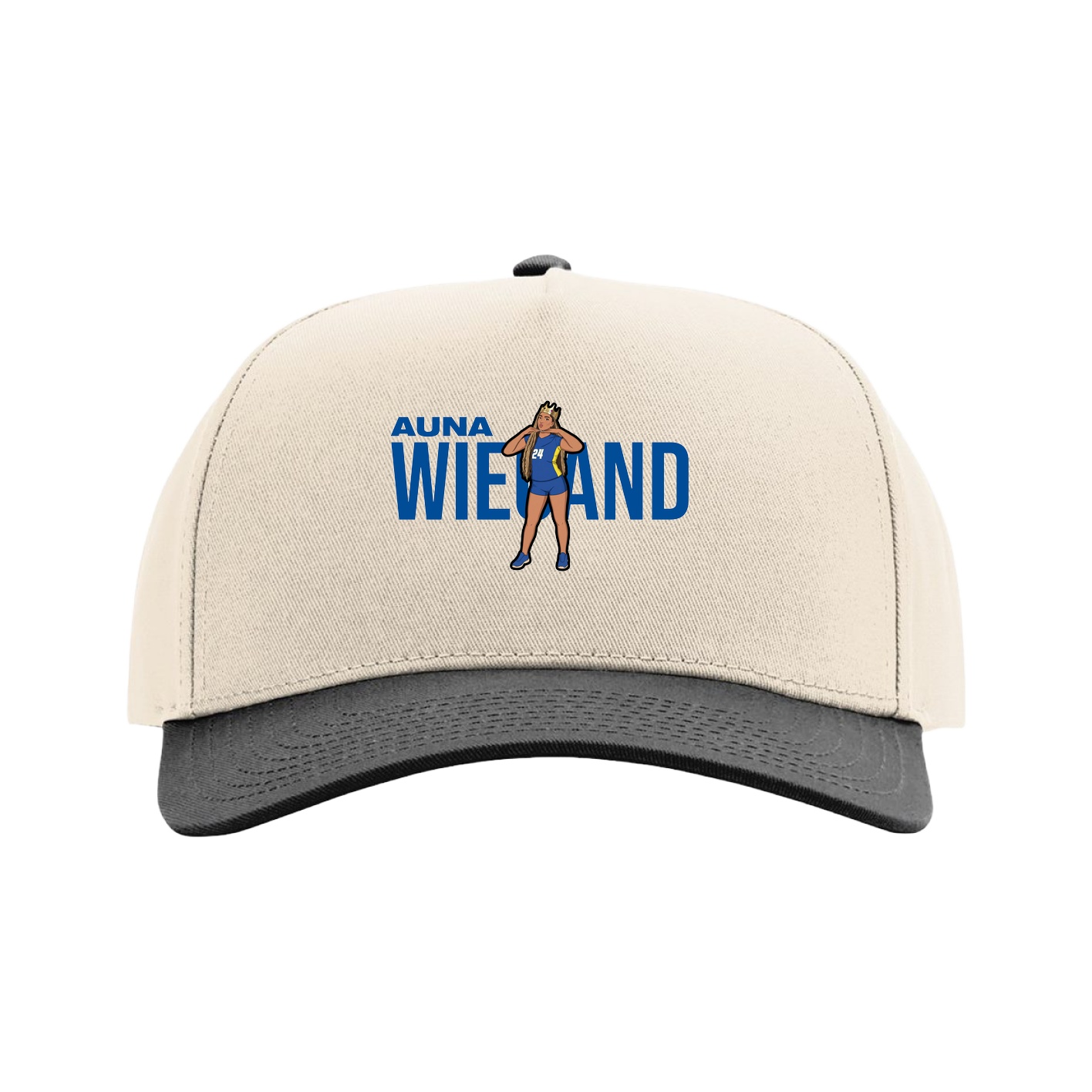 Full Fabric Five-Panel Champ Cap — Player Name in Cream/Black