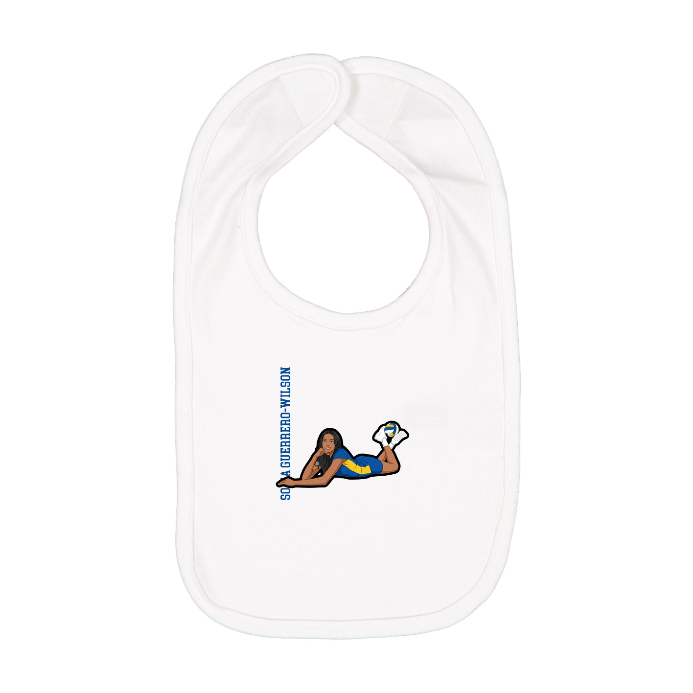 Infant Bib — Name Vertical in White