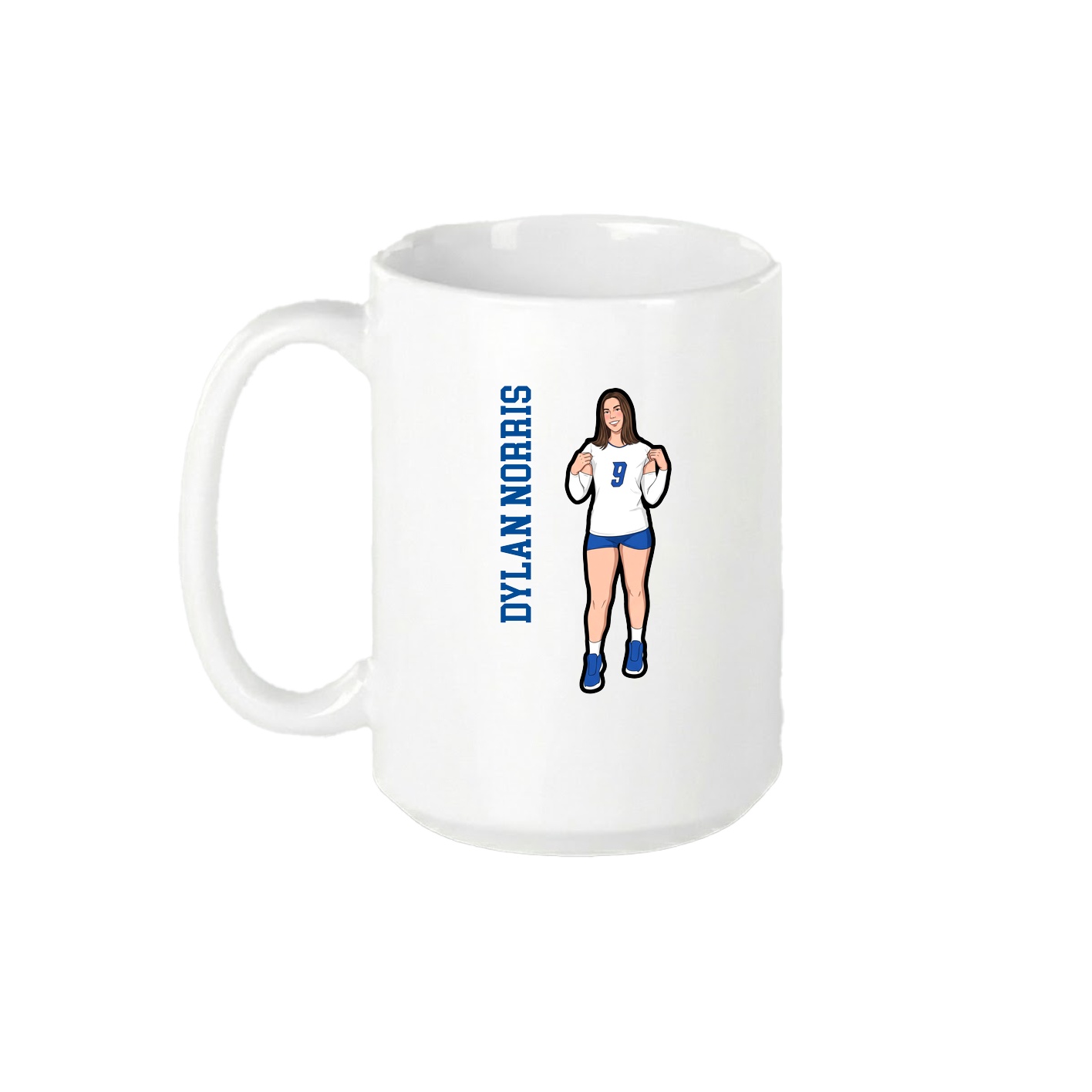 15oz Coffee Mug — Name Vertical in White