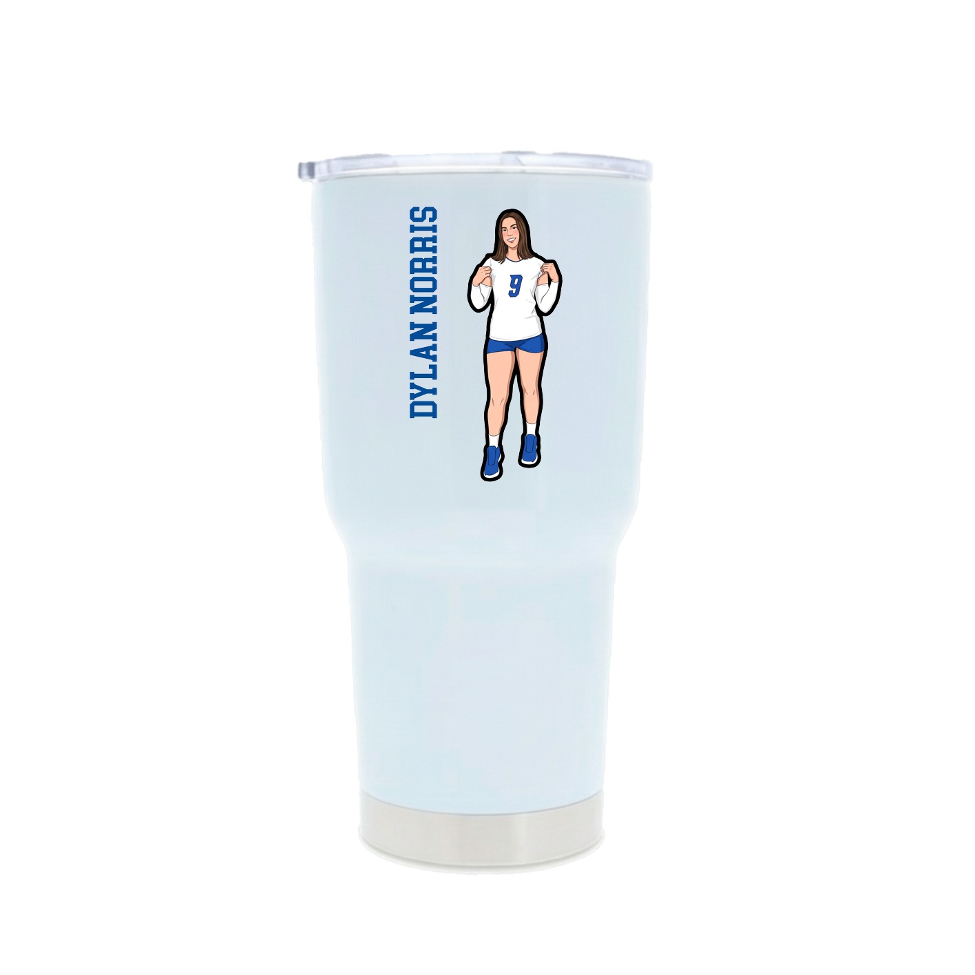 30oz Stainless Steel Tumbler — Name Vertical in White