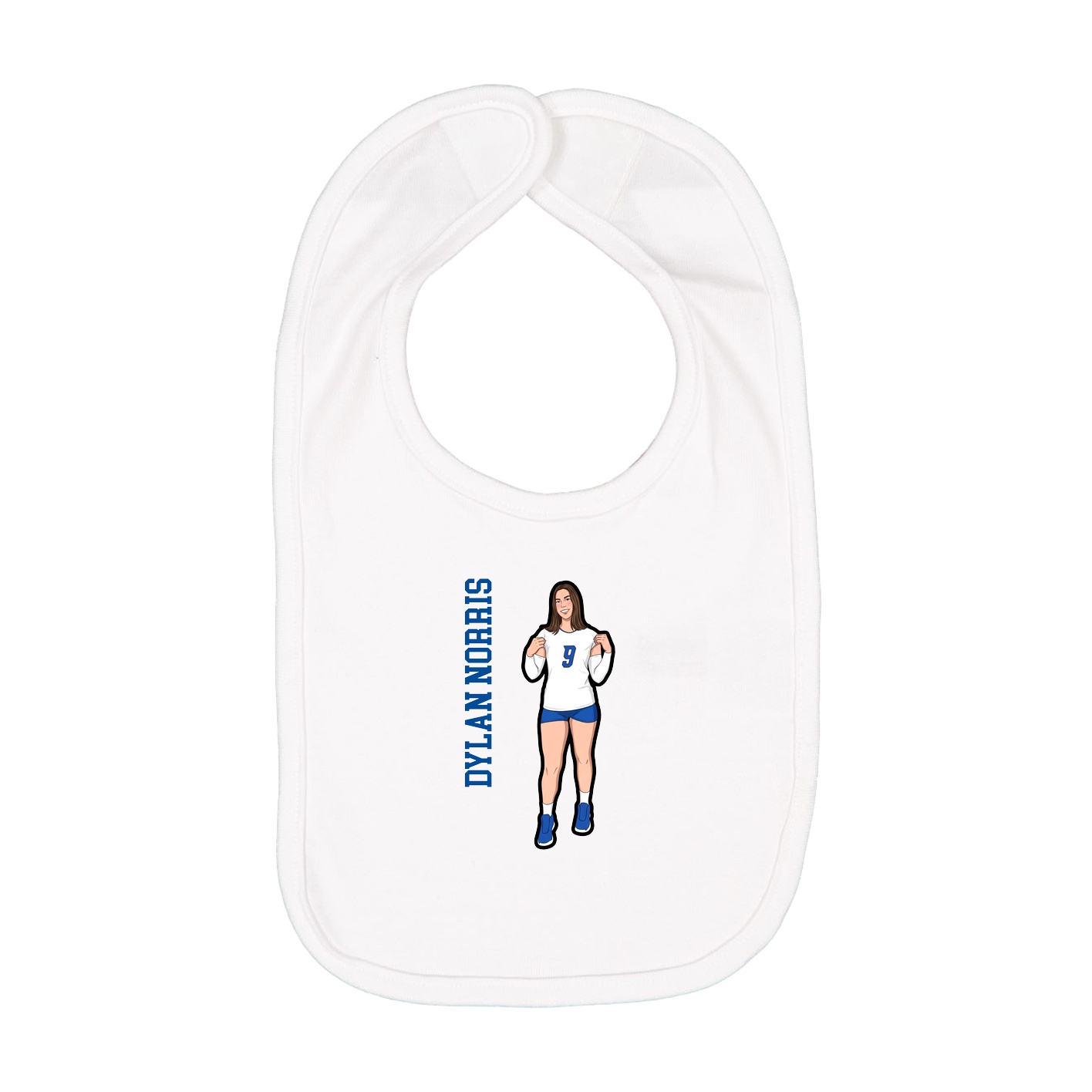 Infant Bib — Name Vertical in White